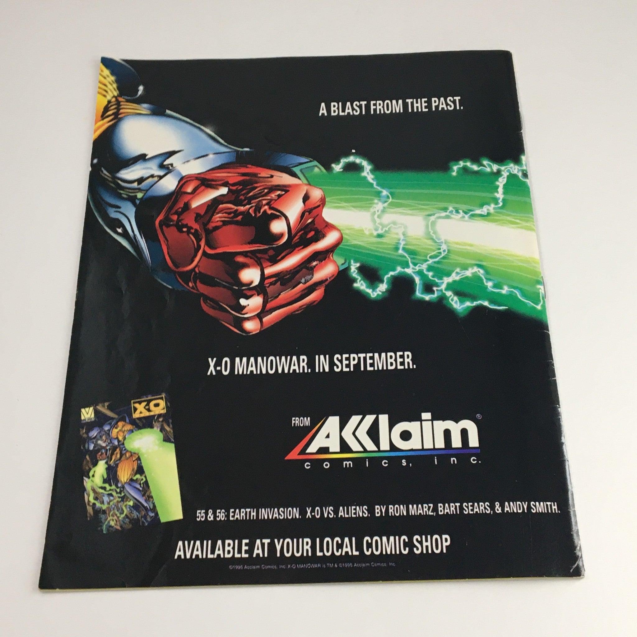 WWF Program 1995 Vol 231 Shawn Michaels & Bob Backlund advertisement for X-O Manowar comic from Acclaim Comics.