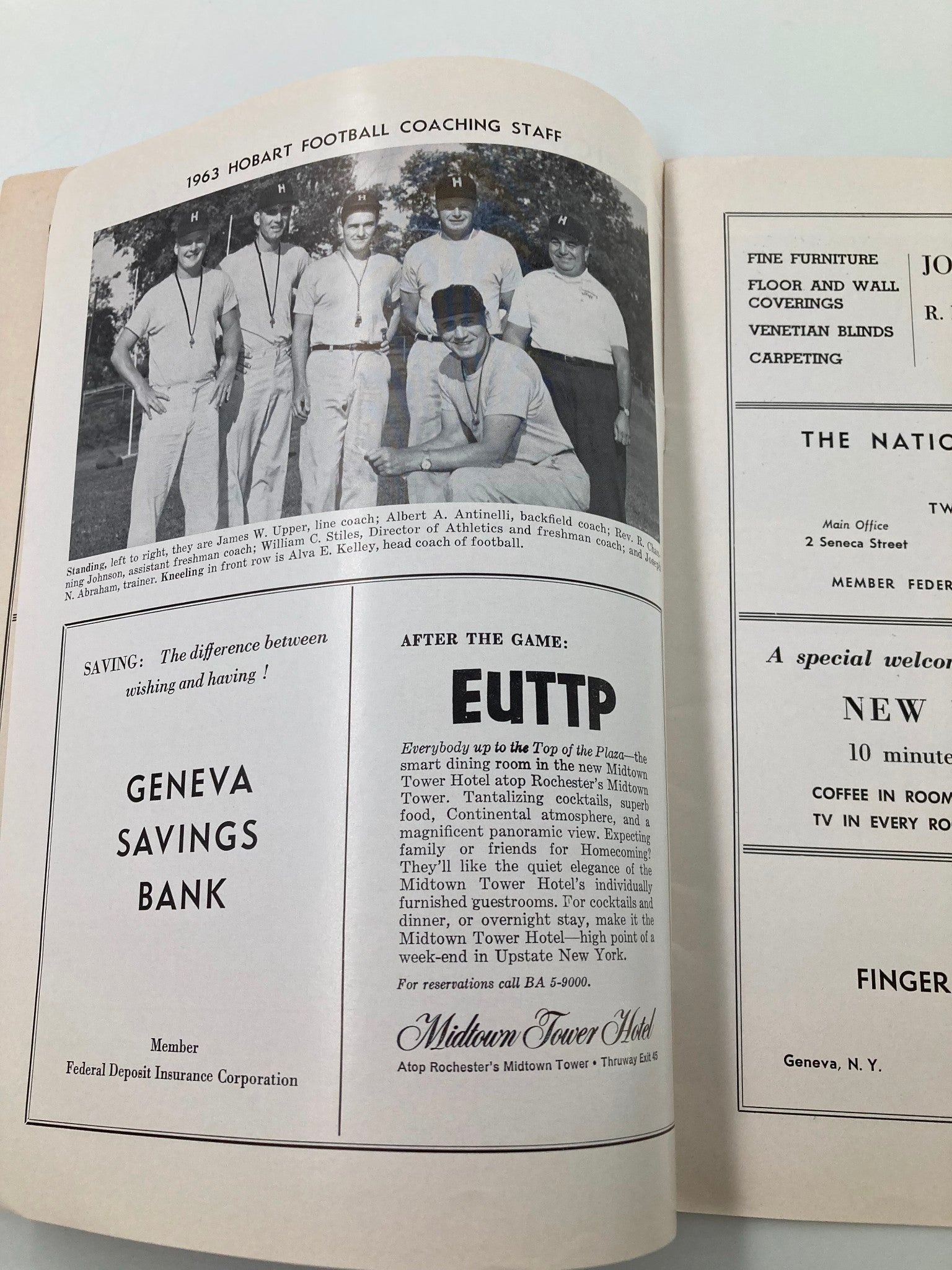 Photograph of the 1963 Hobart Football coaching staff in the November 16 1963 Football Hobart Kings Point Official Program.