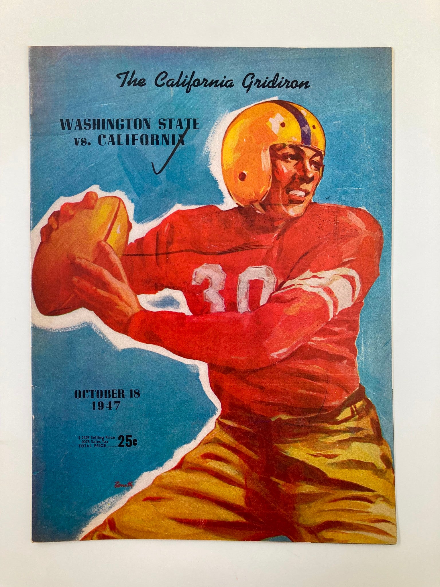 October 18 1947 Football Washington St vs California Gridiron Program