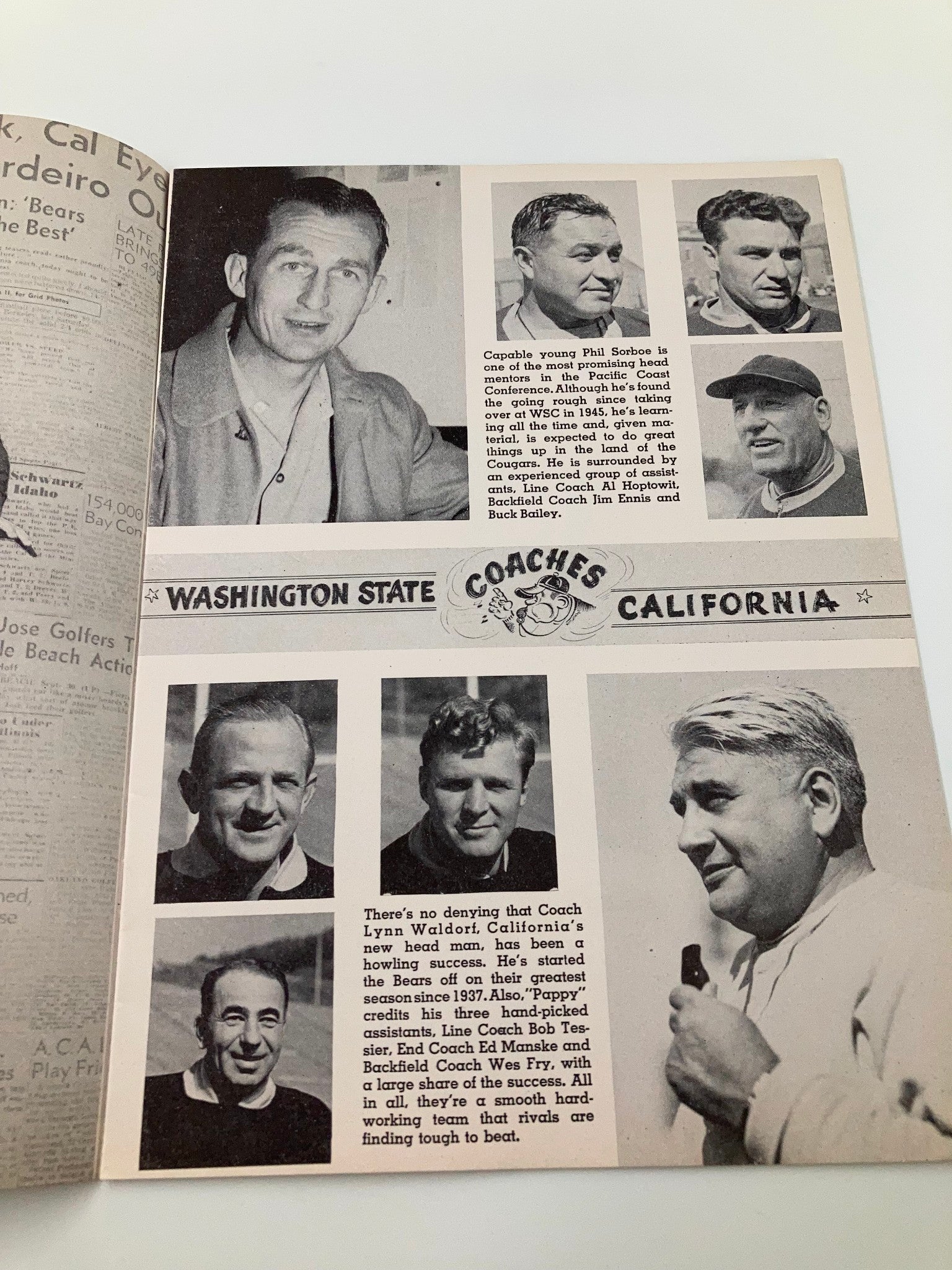 October 18 1947 Football Washington St vs California Gridiron Program