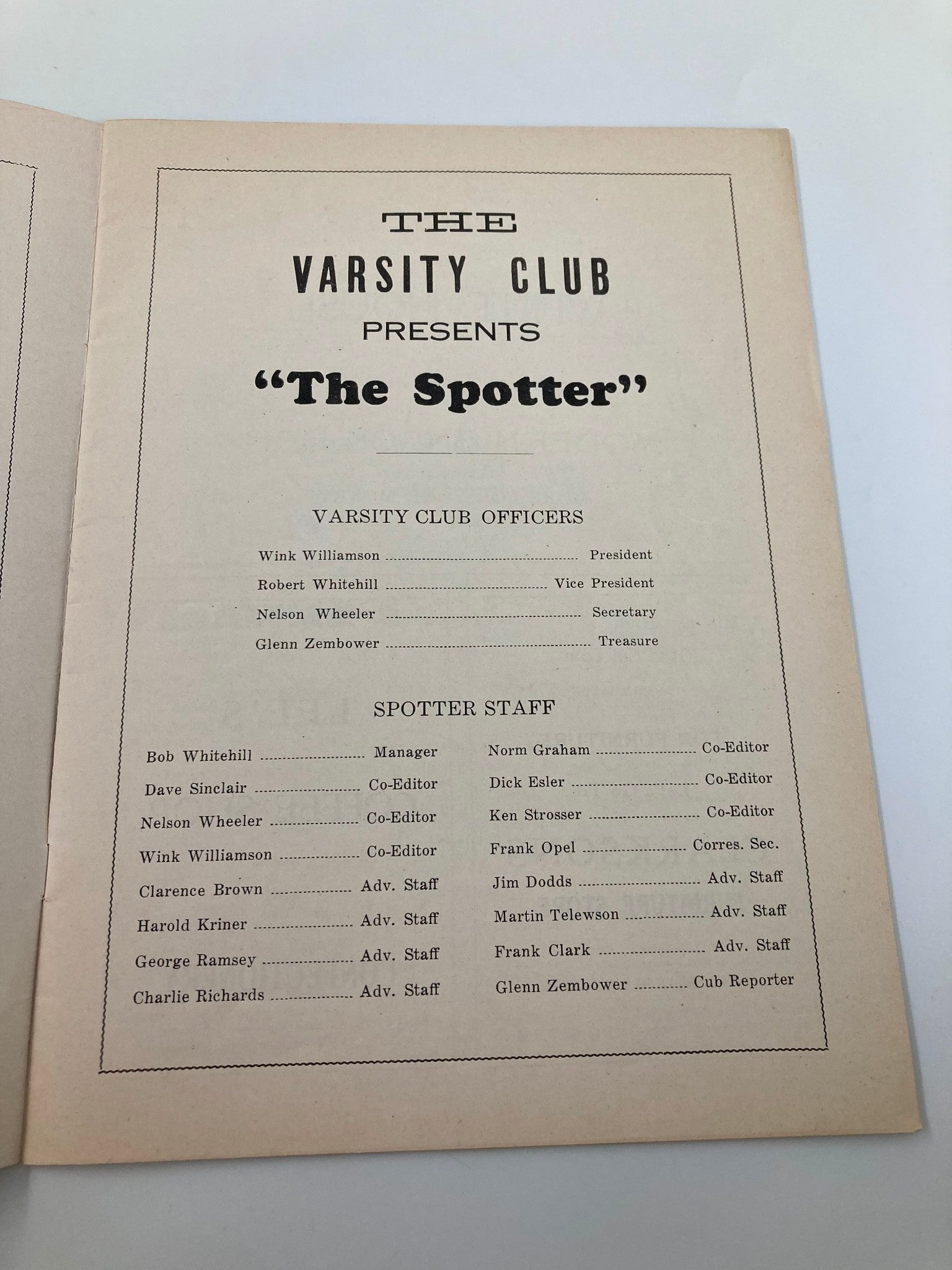 November 15 1947 Dad's Day Football Grove City vs Westinster Program