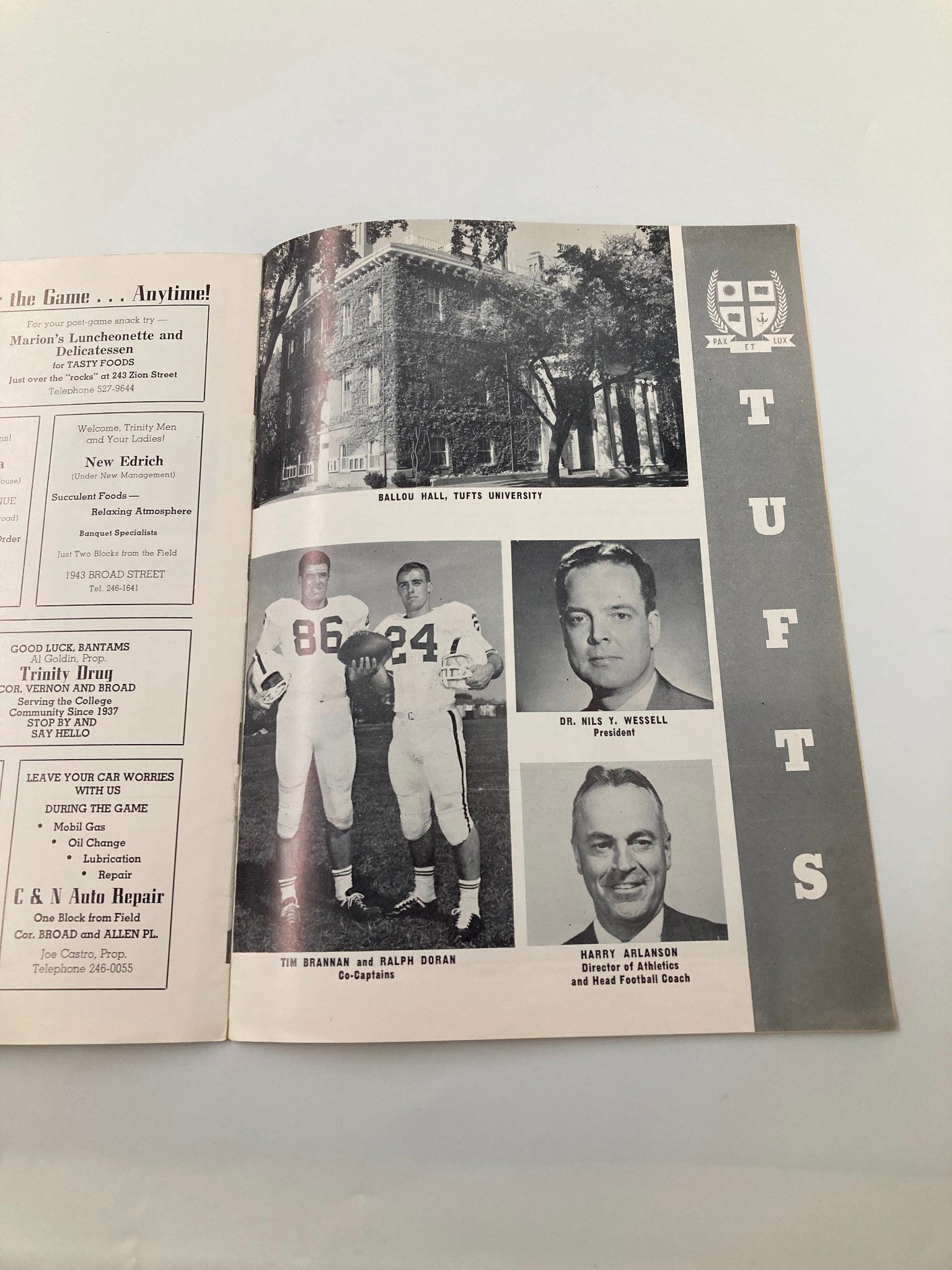 VTG October 12 1963 Football Trinity vs Tufts Official Program