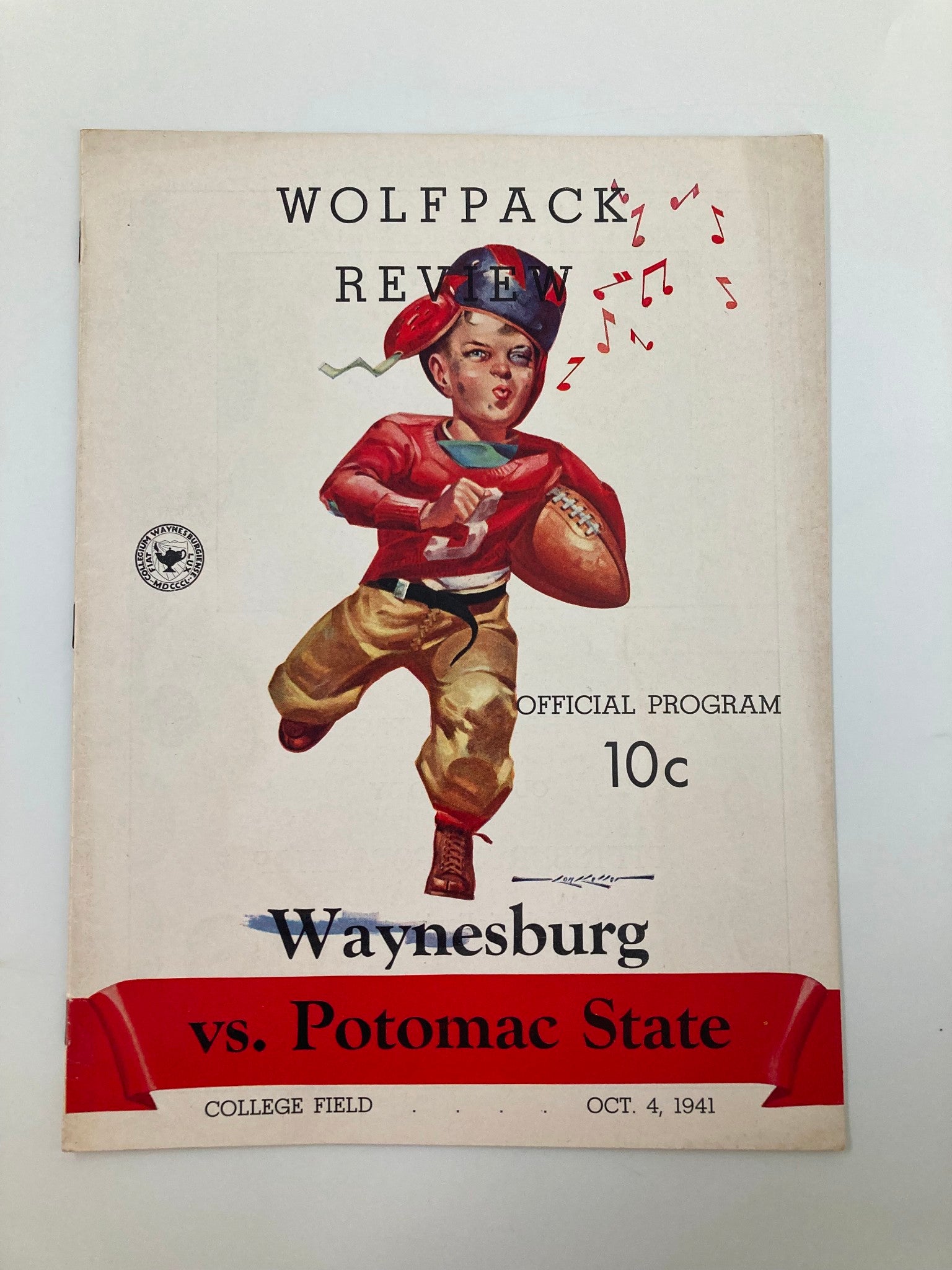 VTG October 4 1941 Football Waynesburg vs Potomac State Official Program