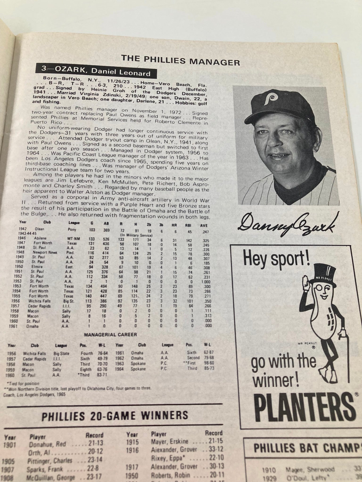 1973 MLB Philadelphia Phillies Magazine and Program