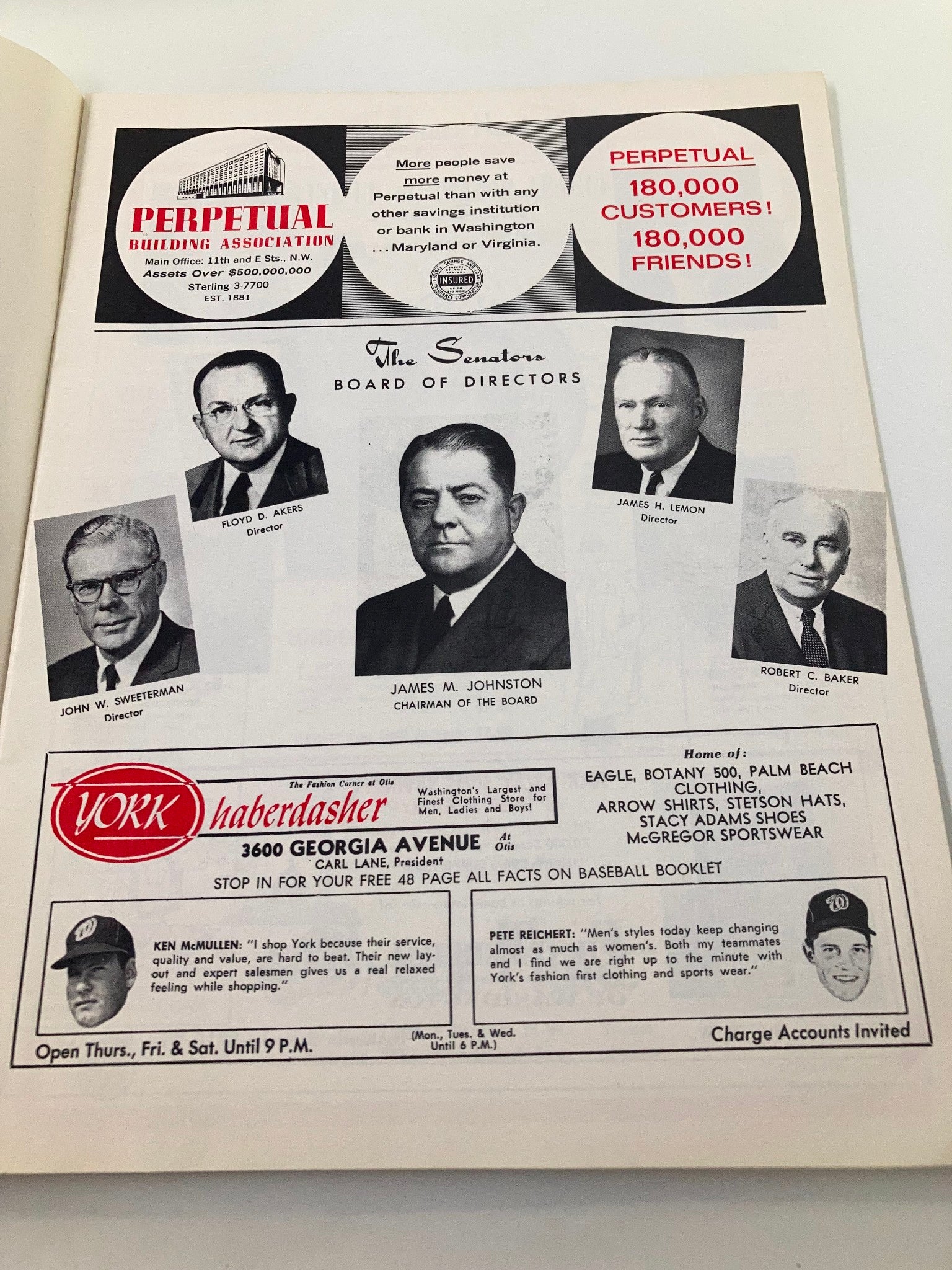 1966 The Senators American League Official Scorecard Program