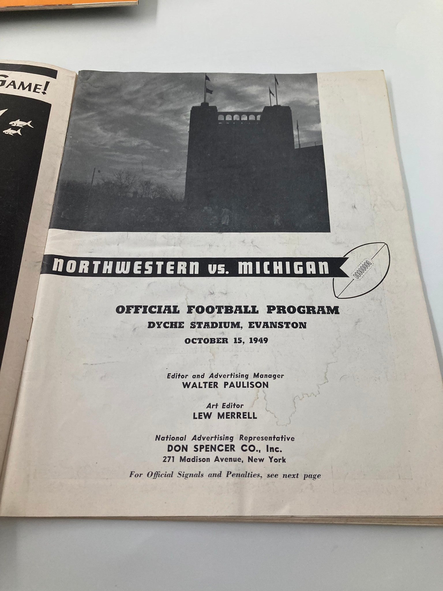October 15 1949 Northwestern vs Michigan Dyche Stadium Official Program