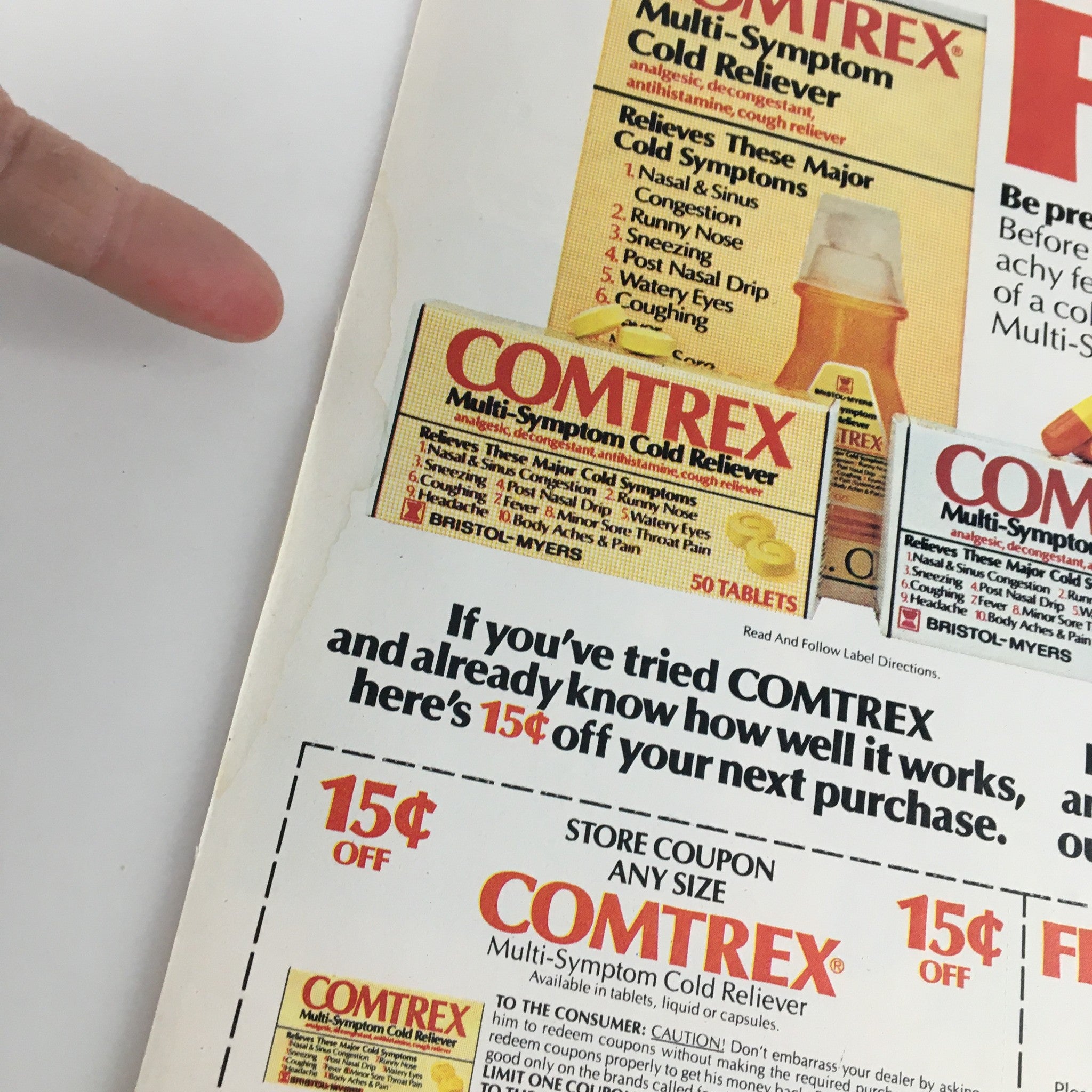 1980 Comtrex Multi-Symptom Cold Reliever Circular Coupon Advertisement