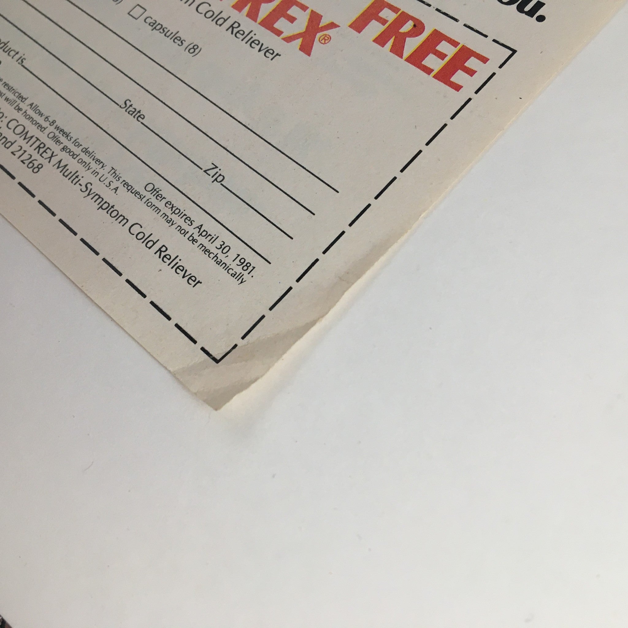 1980 Comtrex Multi-Symptom Cold Reliever Circular Coupon Advertisement