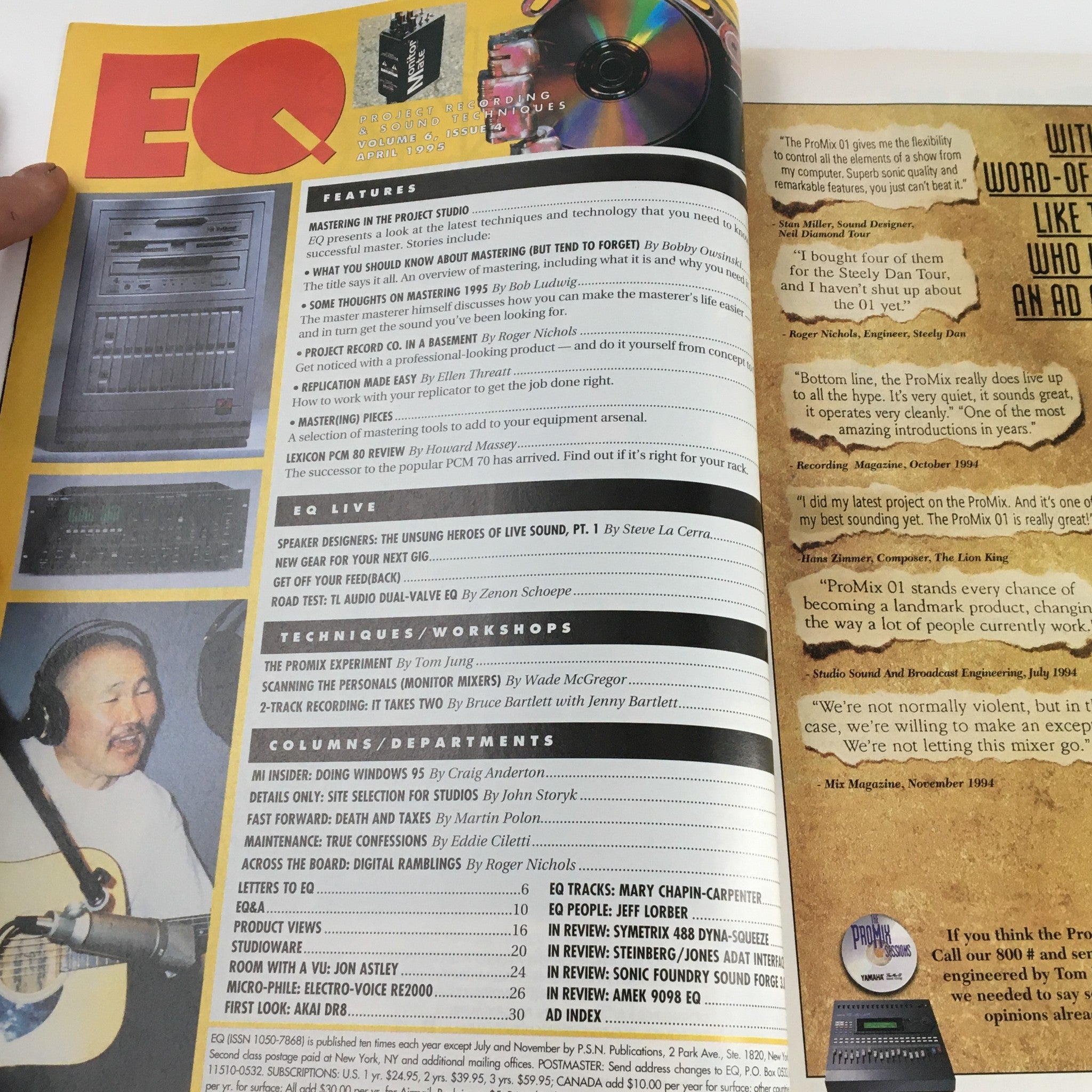 EQ Recording & Sound Magazine Vol 6 #4 April 1995 Bob Ludwig, No Label