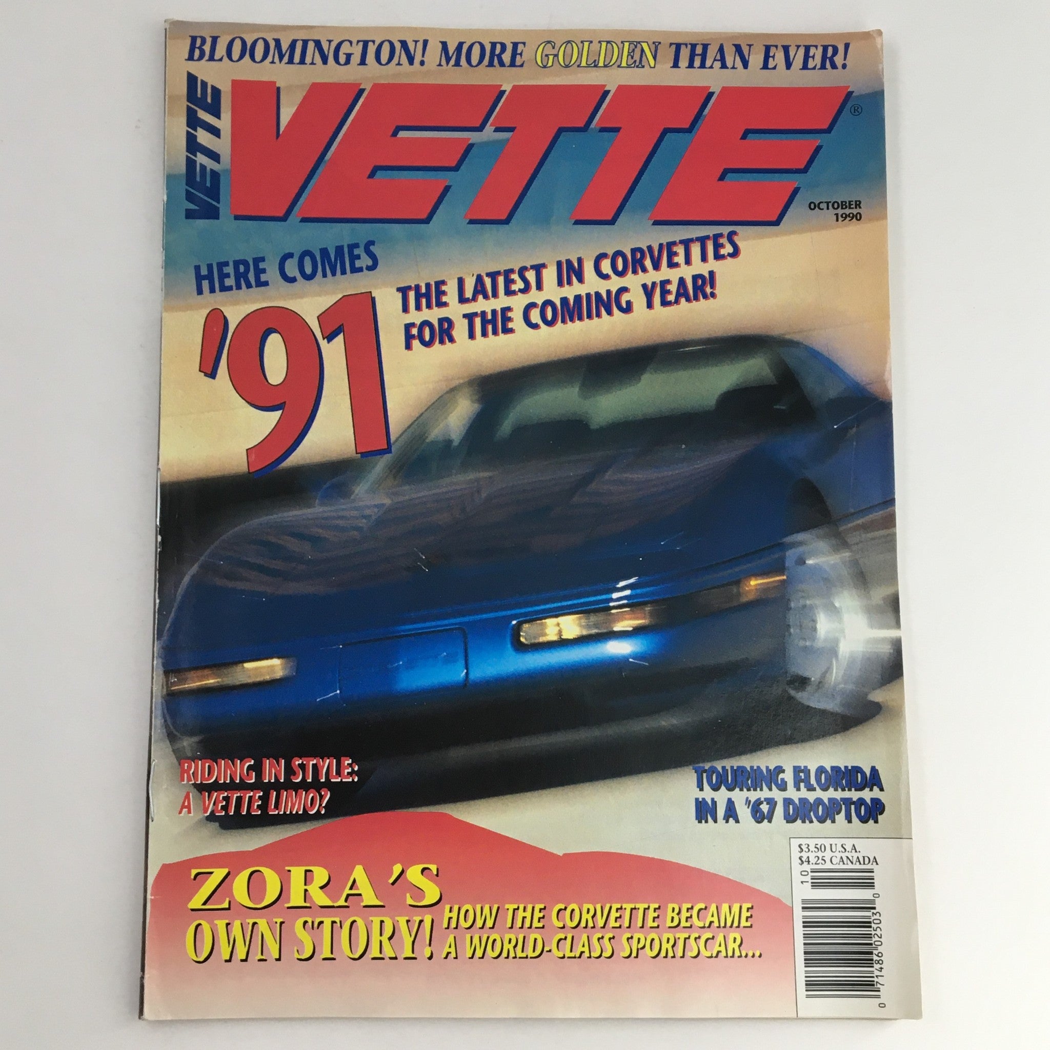 Vette Magazine October 1990 Touring Florida in a '67 Droptop, No Label