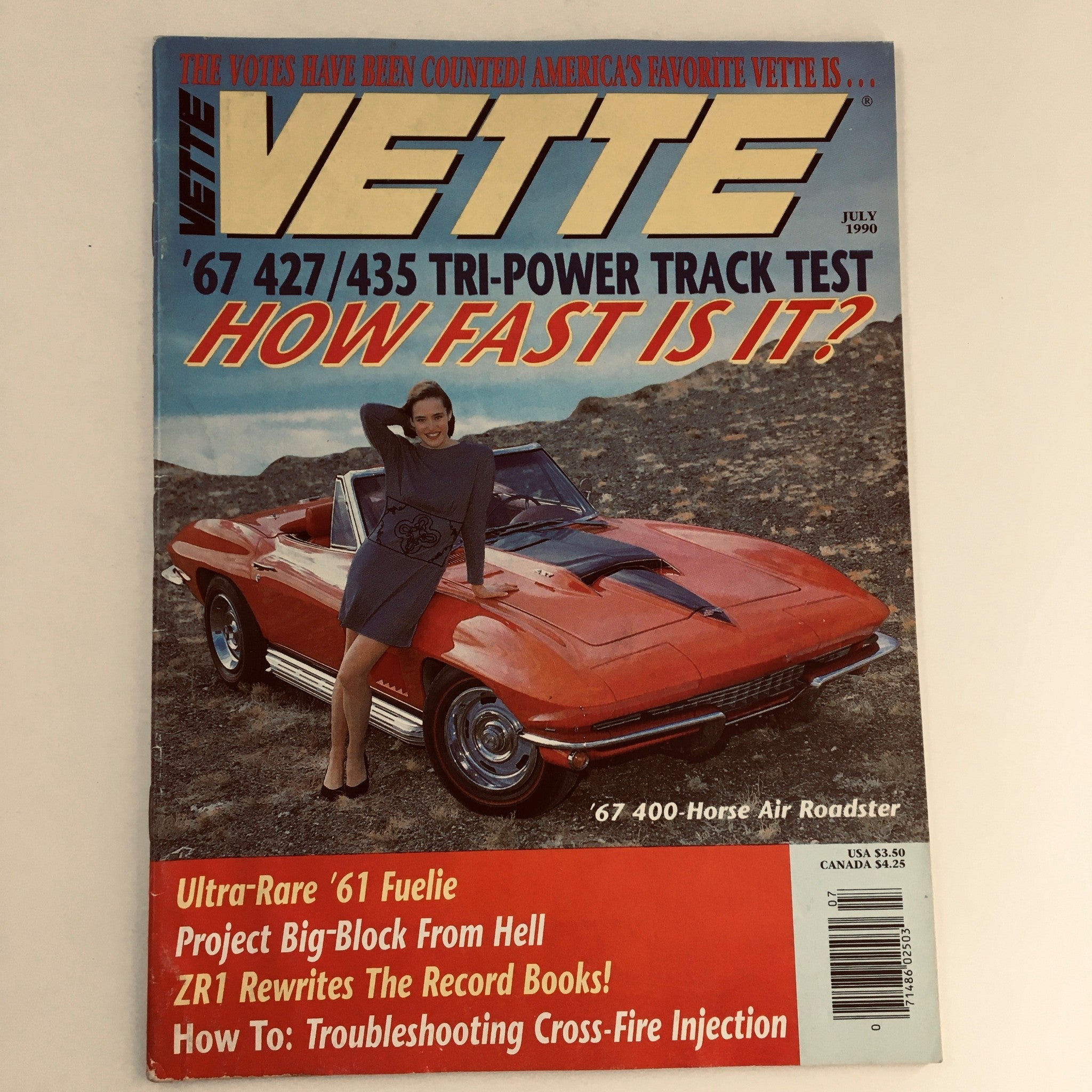 Vette Magazine July 1990 '67 400-Horse Air Roadster & ZR1 Rewrites, No Label