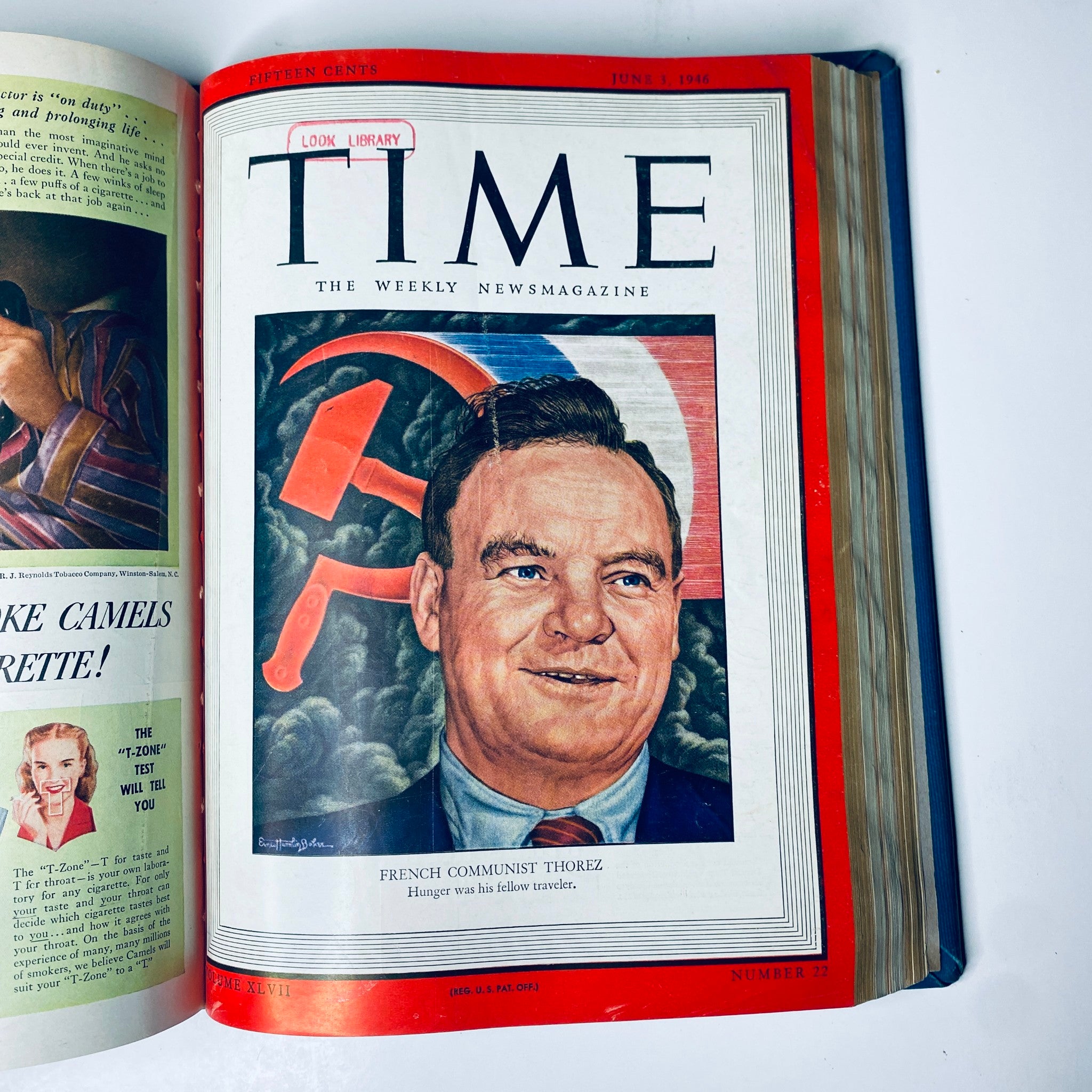 Time Magazine Library Bound April 1, 1946 - June 24, 1946 featuring a cover on French Communist Thorez, dated June 3, 1946.