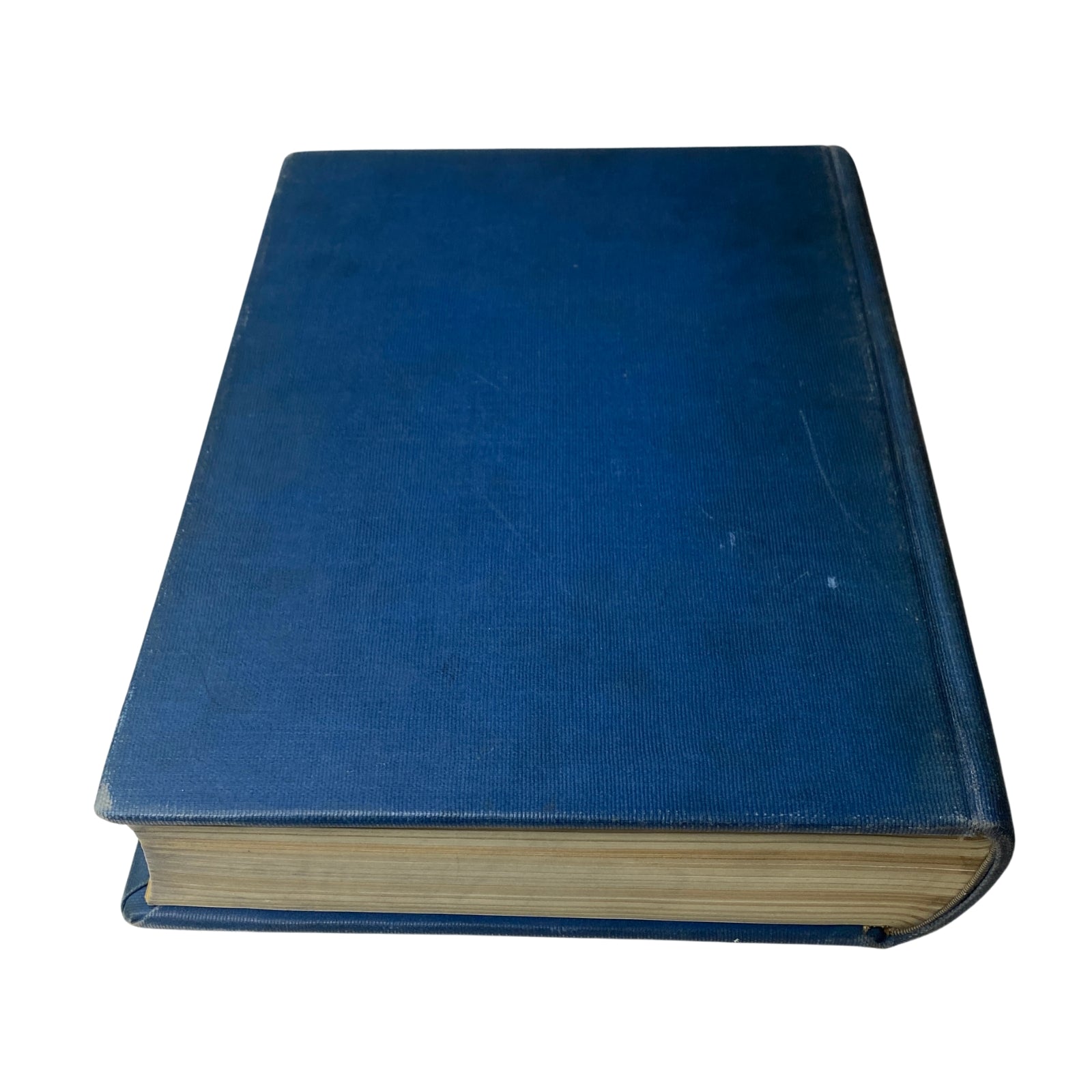 Side view of the blue hardcover of Time Magazine Library Bound April 1, 1946 - June 24, 1946, illustrating its solid construction and preservation.