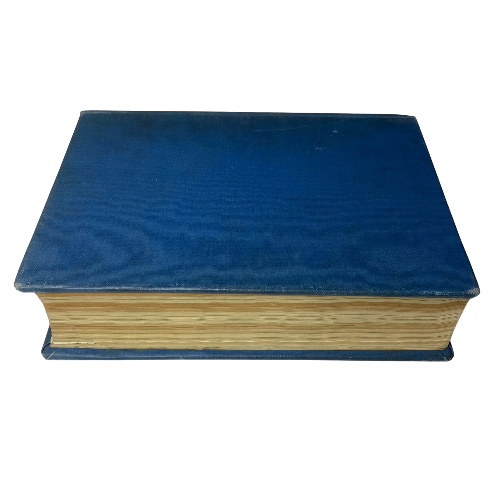 Top view of the blue hardcover for Time Magazine Library Bound April 1, 1946 - June 24, 1946, emphasizing the book's intact and well-maintained spine.