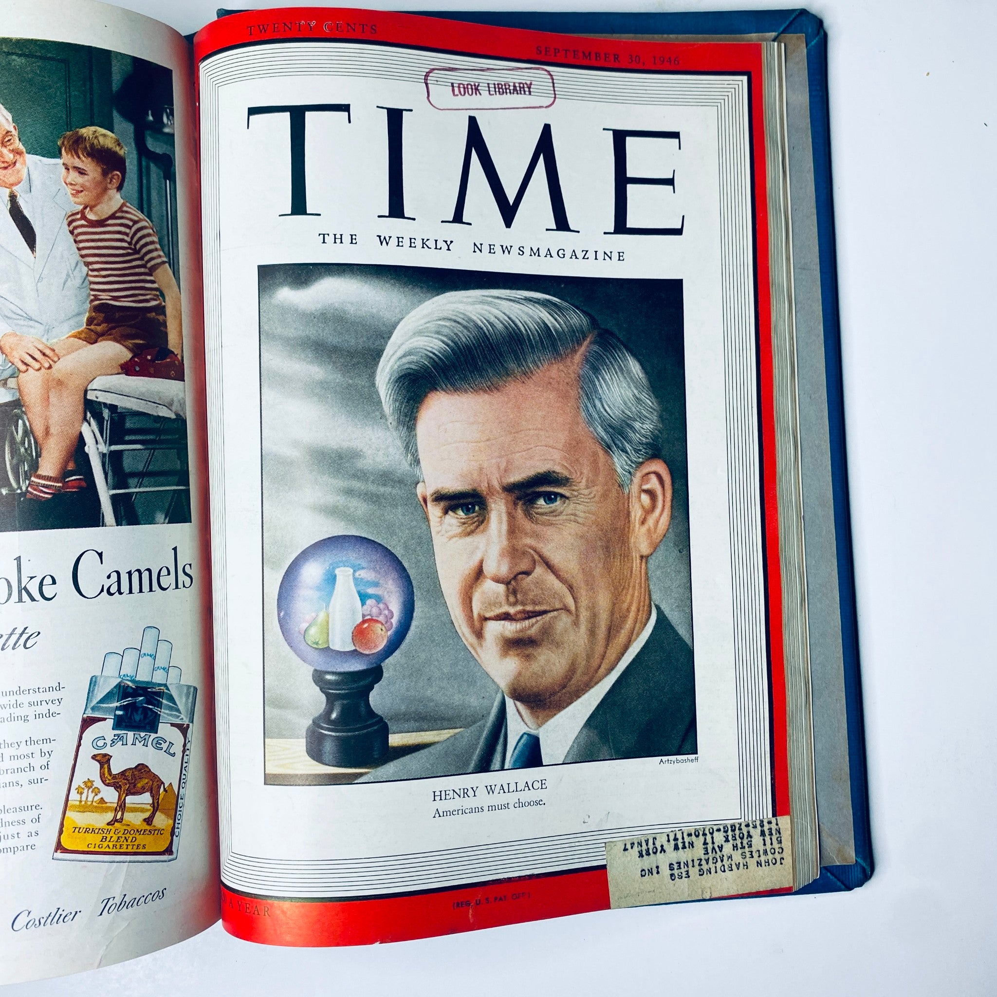 Cover of Time Magazine from September 30, 1946, highlighting Henry Wallace with the title "Henry Wallace" from the Time Library Bound July 8, 1946 - September 30, 1946 Albert Einstein edition.