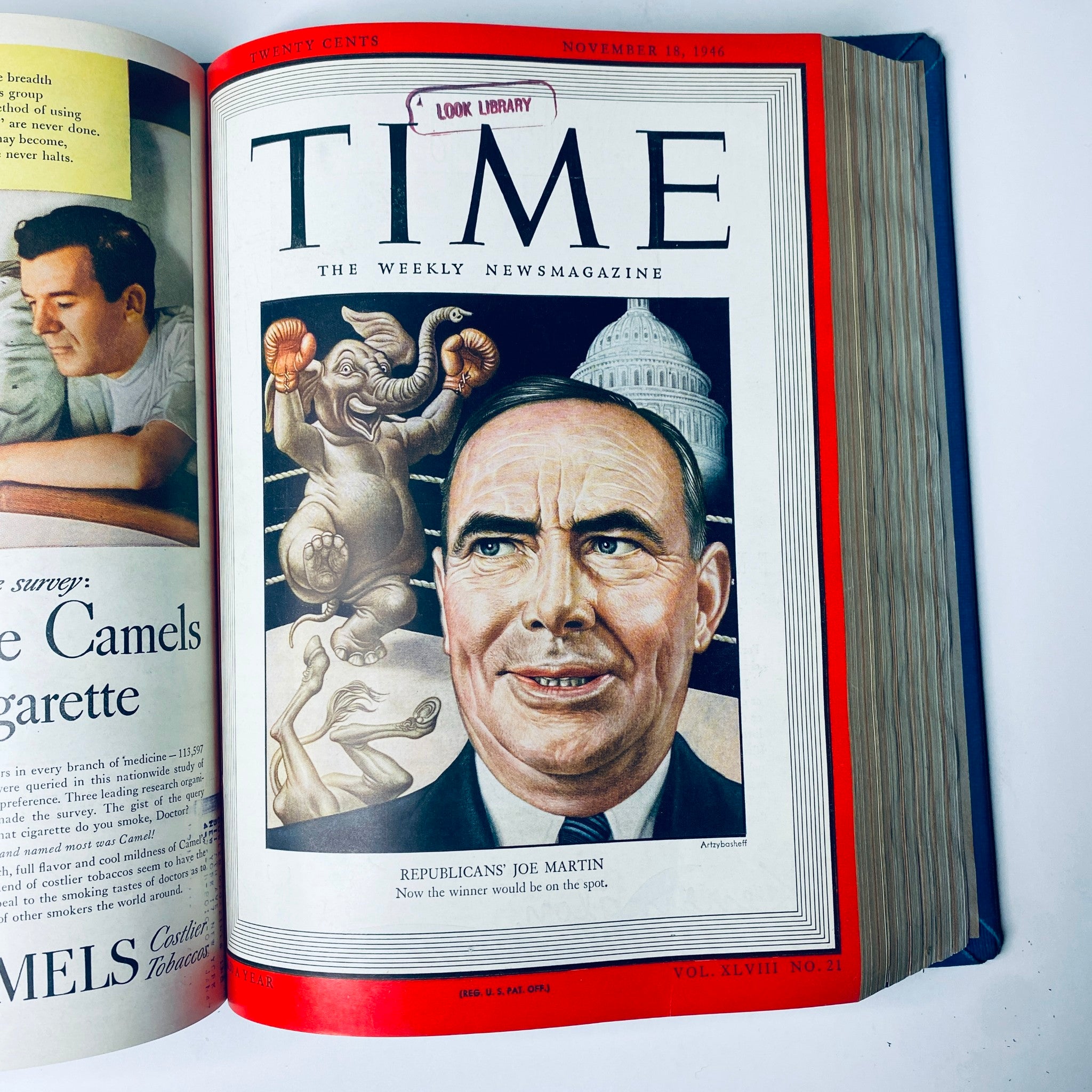 Cover of Time Magazine Library Bound Weekly with Joe Martin, Republican, from November 18, 1946.