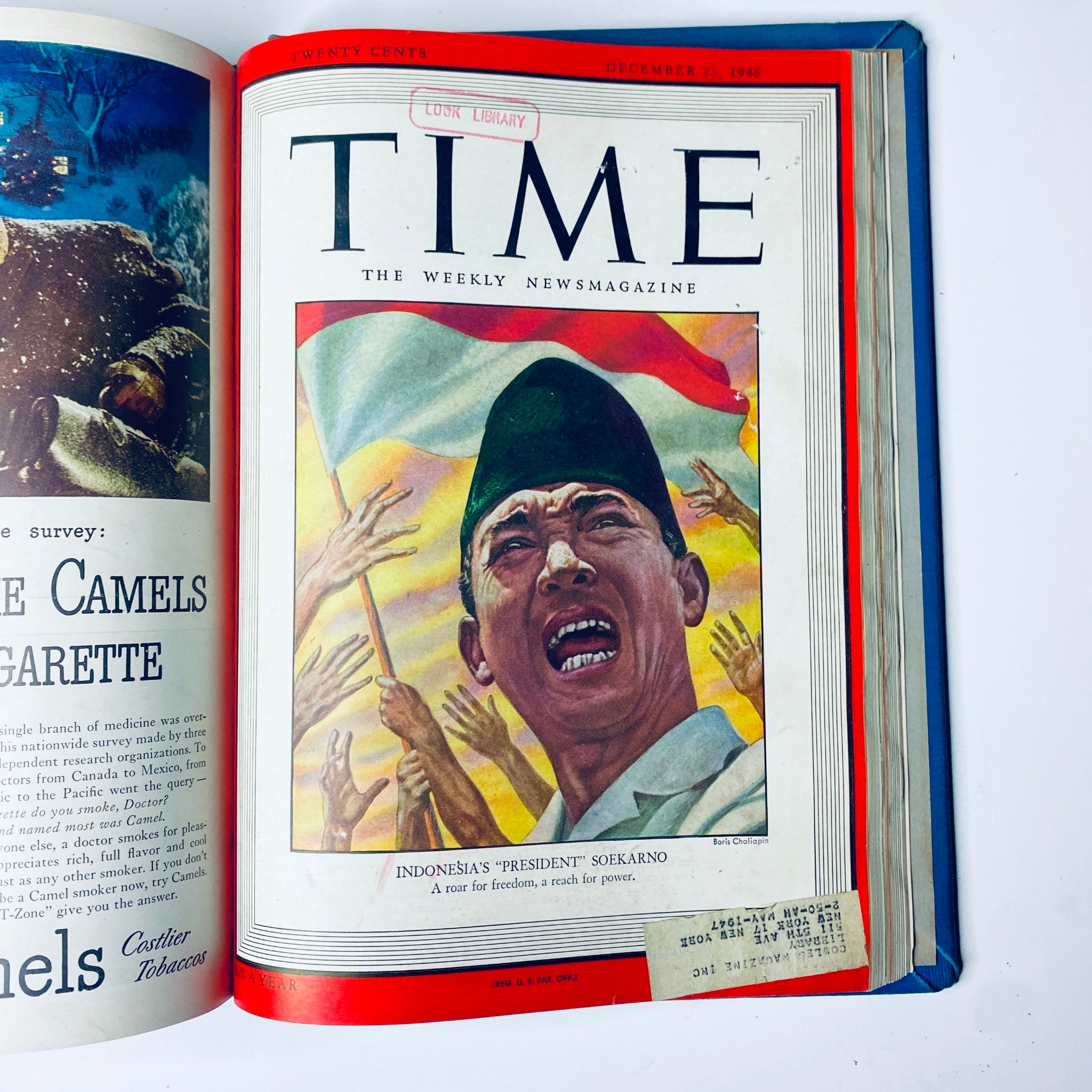 Time Magazine Library Bound Weekly - December 23, 1946 issue featuring Sukarno, leader of Indonesia's independence movement, amidst a rally scene.