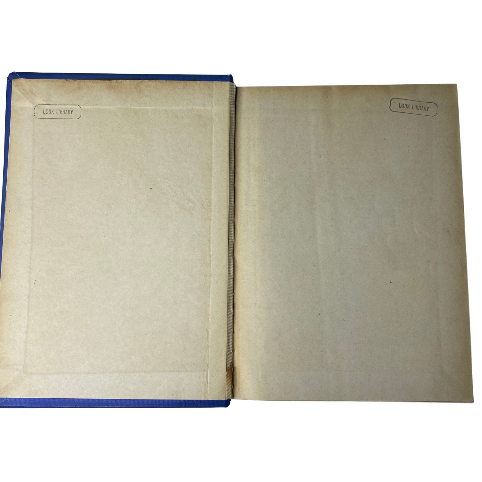 Inside cover of Time Magazine Library Bound Weekly January 6, 1947 - March 31, 1947 with a blank page for library stamping.