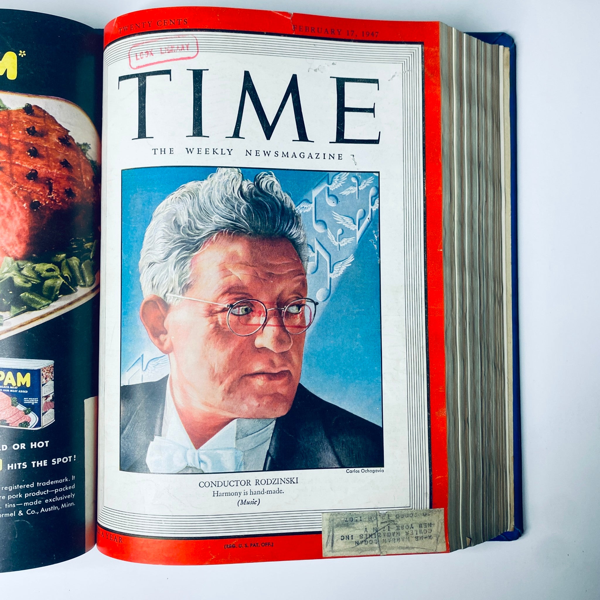 Cover of Time Library Bound Weekly Magazine for February 17, 1947 featuring conductor Artur Rodziński.