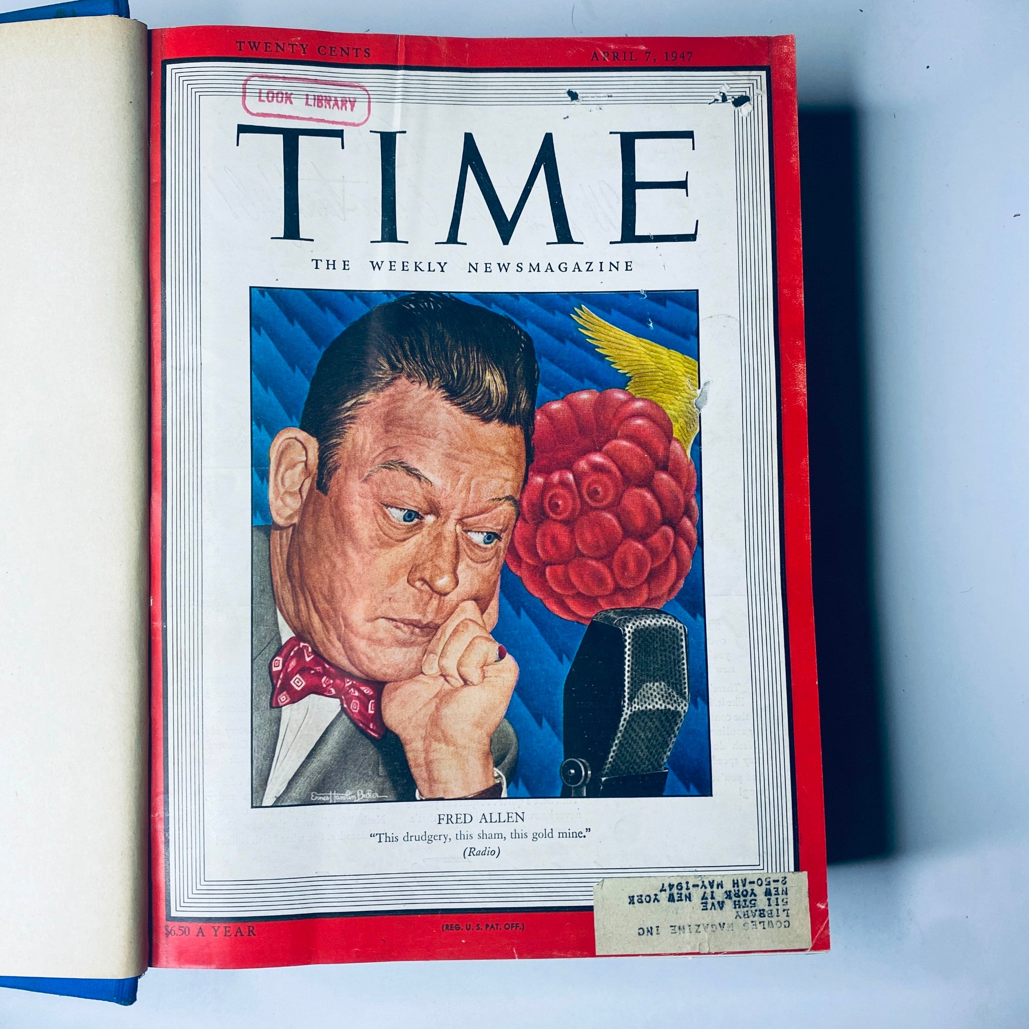 Cover page of Time Magazine dated April 7, 1947, featuring Fred Allen, in a Library Bound Weekly Magazine collection.