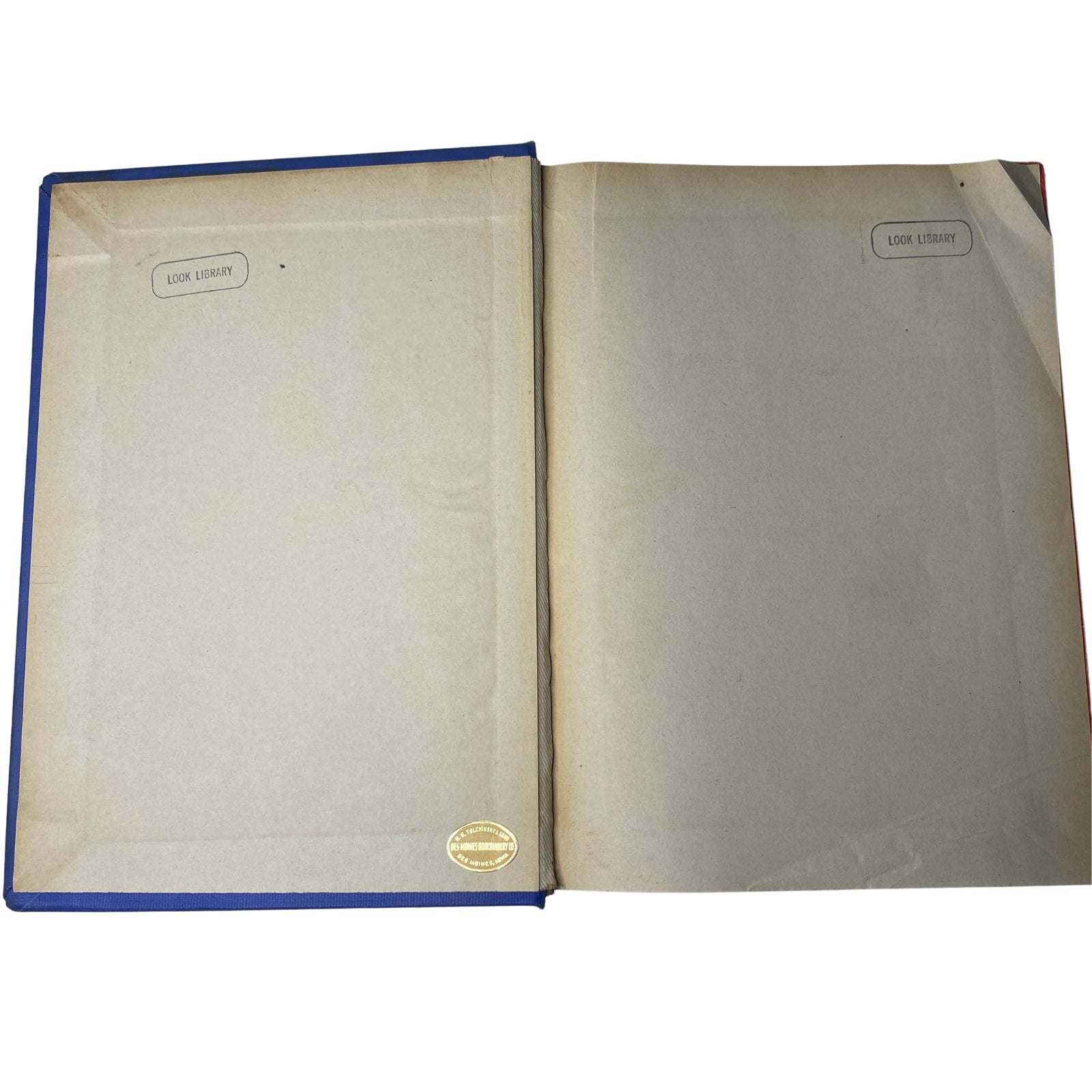 Inside view of Time Magazine Library Bound Weekly January 5, 1948 - March 29, 1948, showing the blank lined pages and library label.