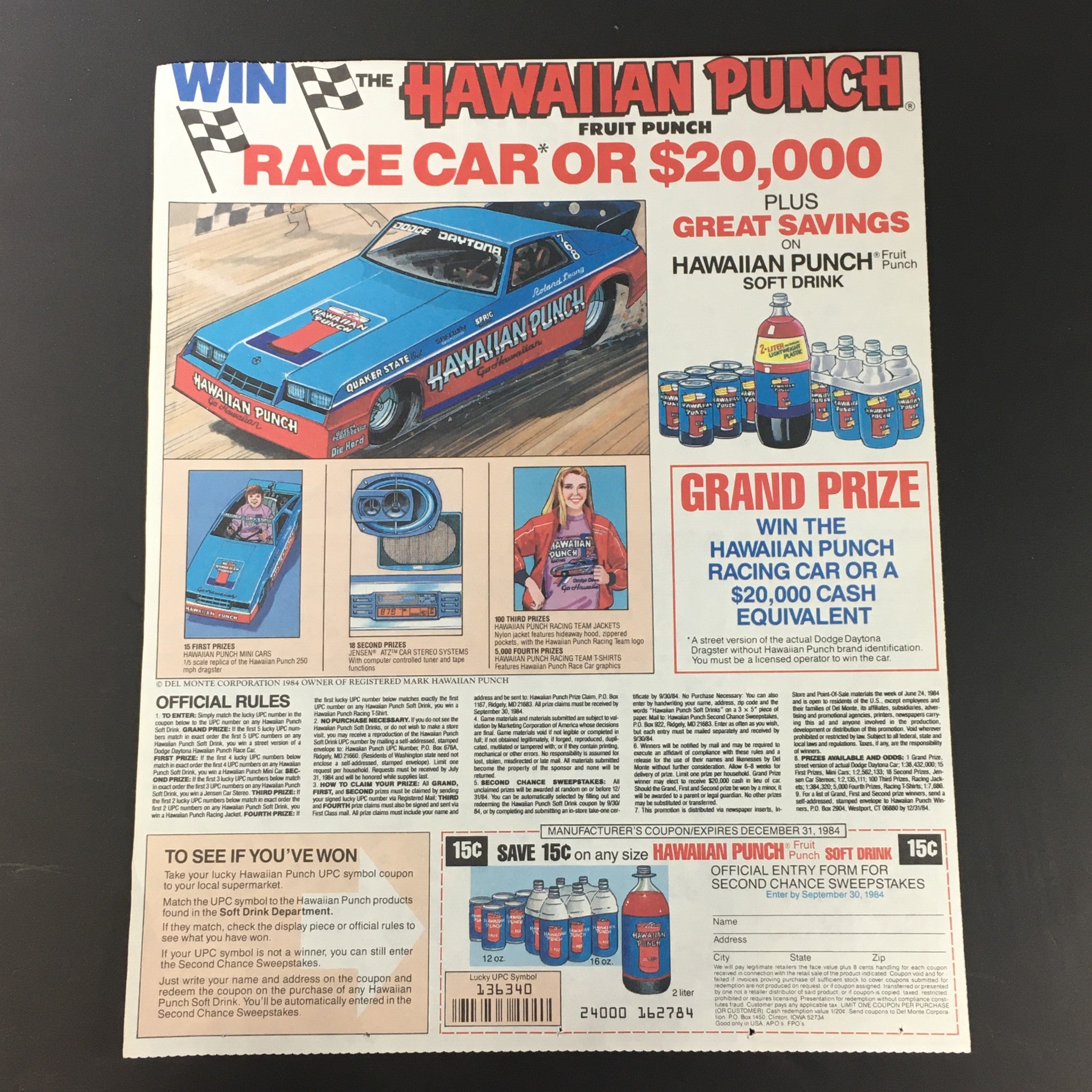 VTG Retro 1984 Hawaiian Punch Fruit Punch Soft Drink Print Ad Coupon