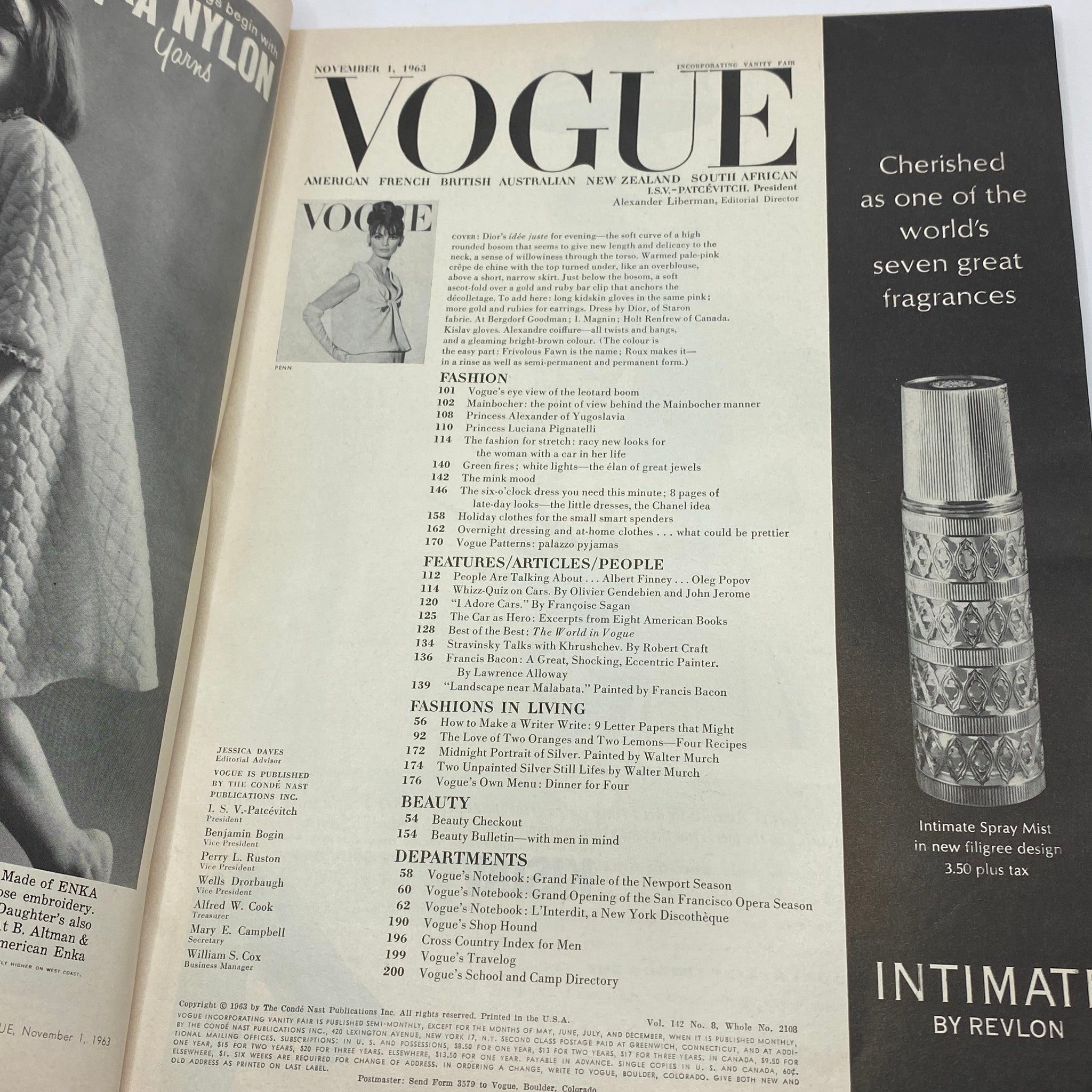 VTG Vogue Magazine November 1 1963 Jean Shrimpton by Irving Penn No Label