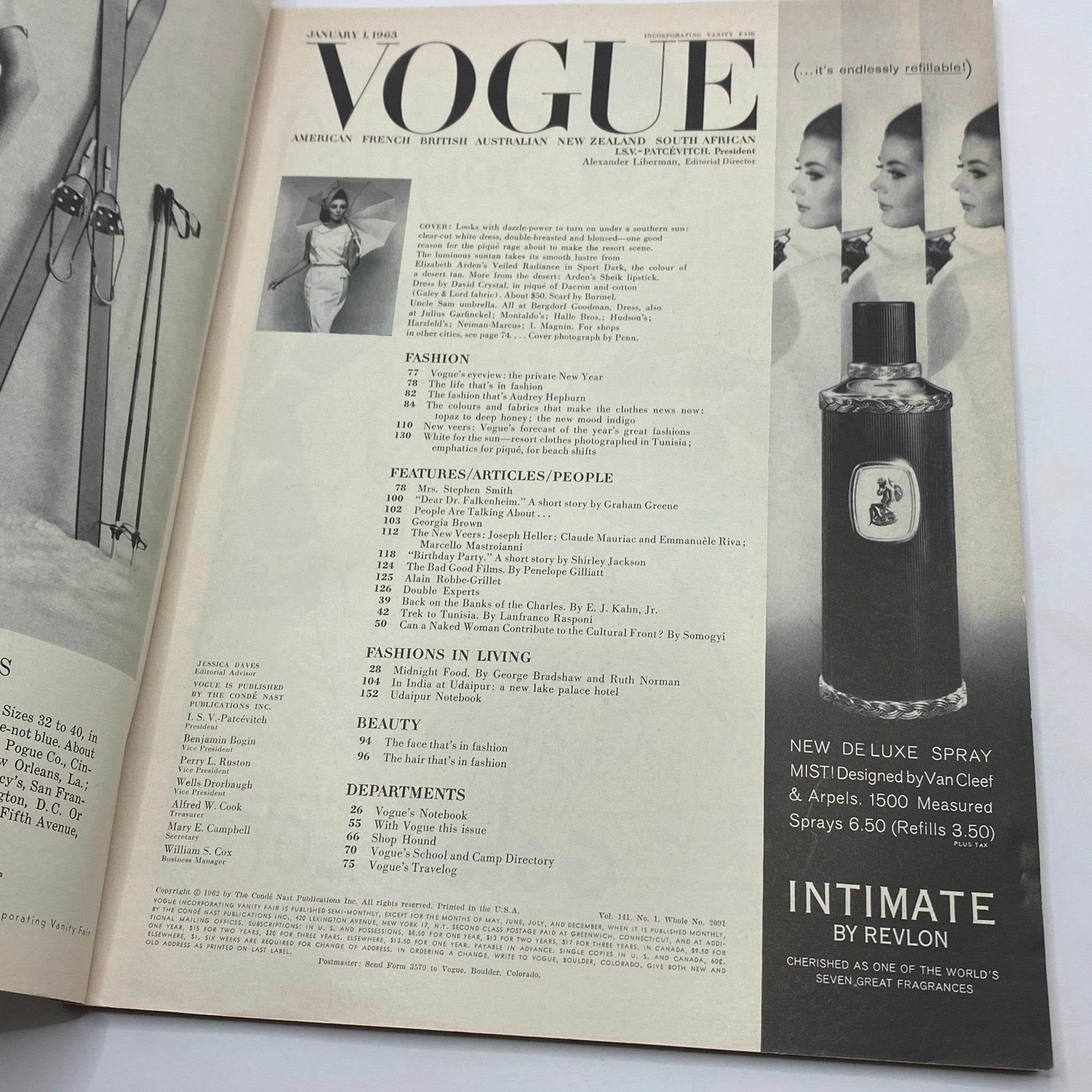 VTG Vogue Magazine January 1 1963 Wilhelmina Cooper by Irving Penn No Label