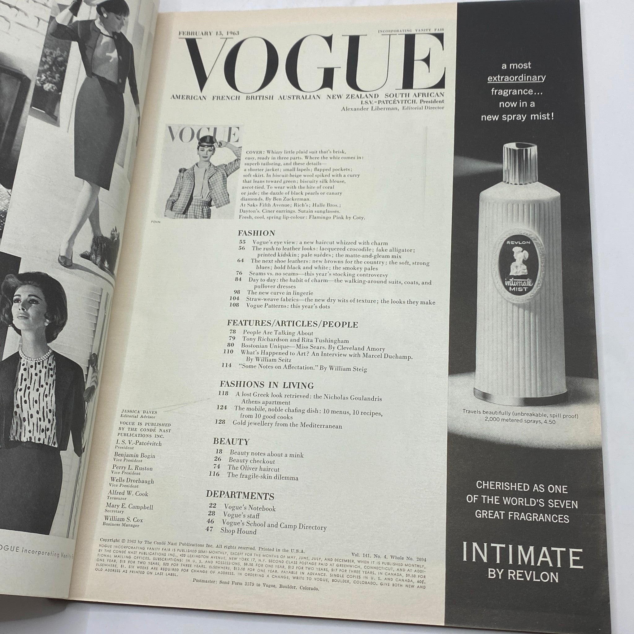 VTG Vogue Magazine February 15 1963 Anne De Zogheb by Irving Penn No Label