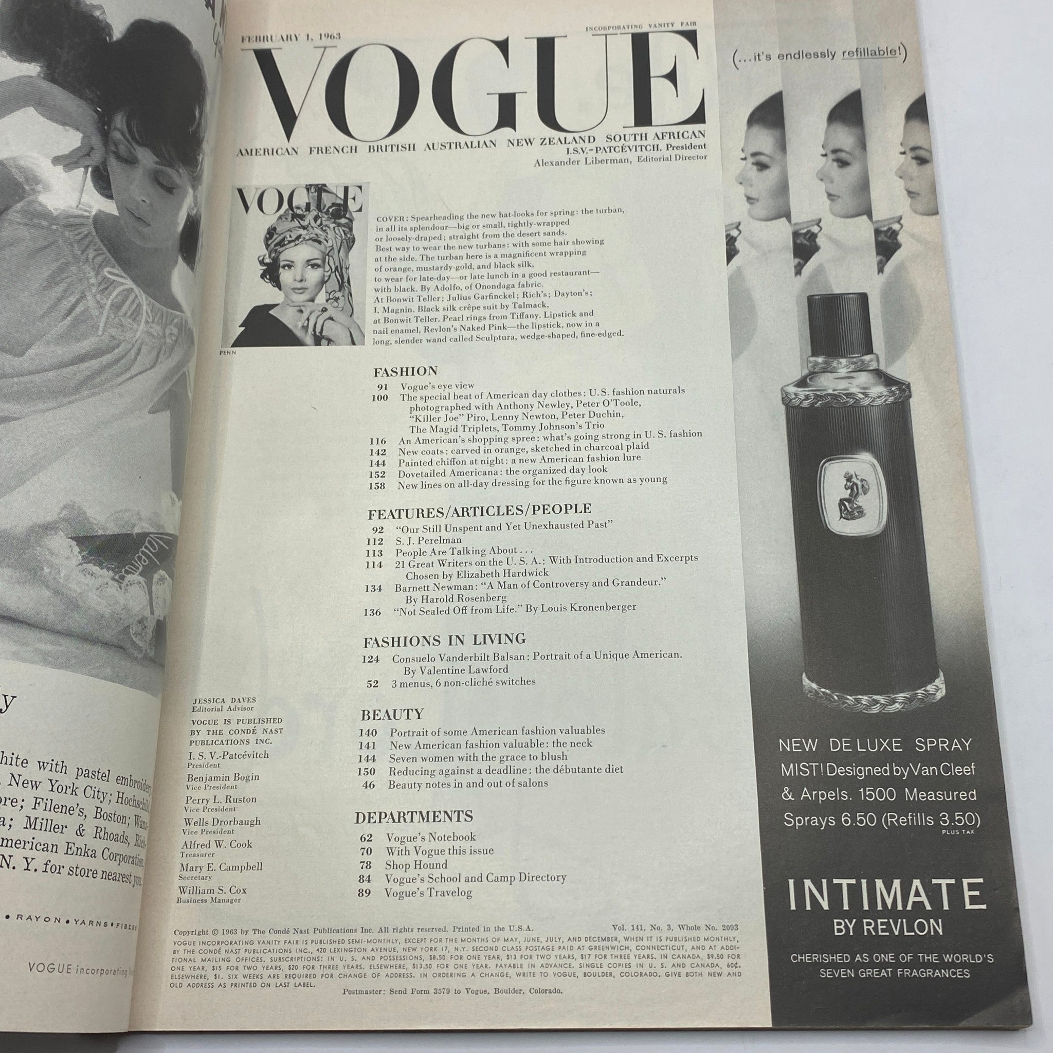 VTG Vogue Magazine February 1 1963 Wilhelmina Cooper by Irving Penn No Label