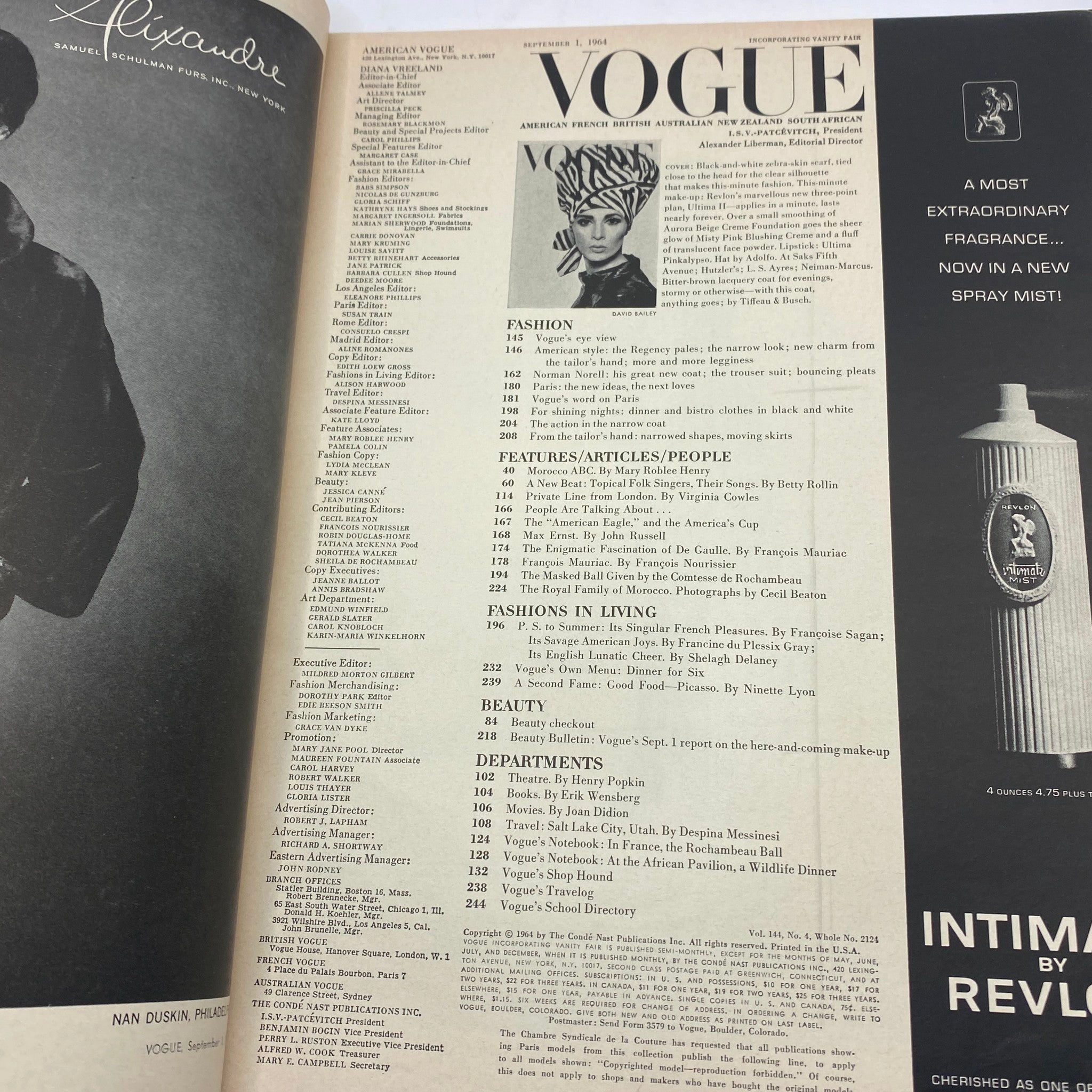 VTG Vogue Magazine September 1 1964 Willhelmina Cooper Cover No Label