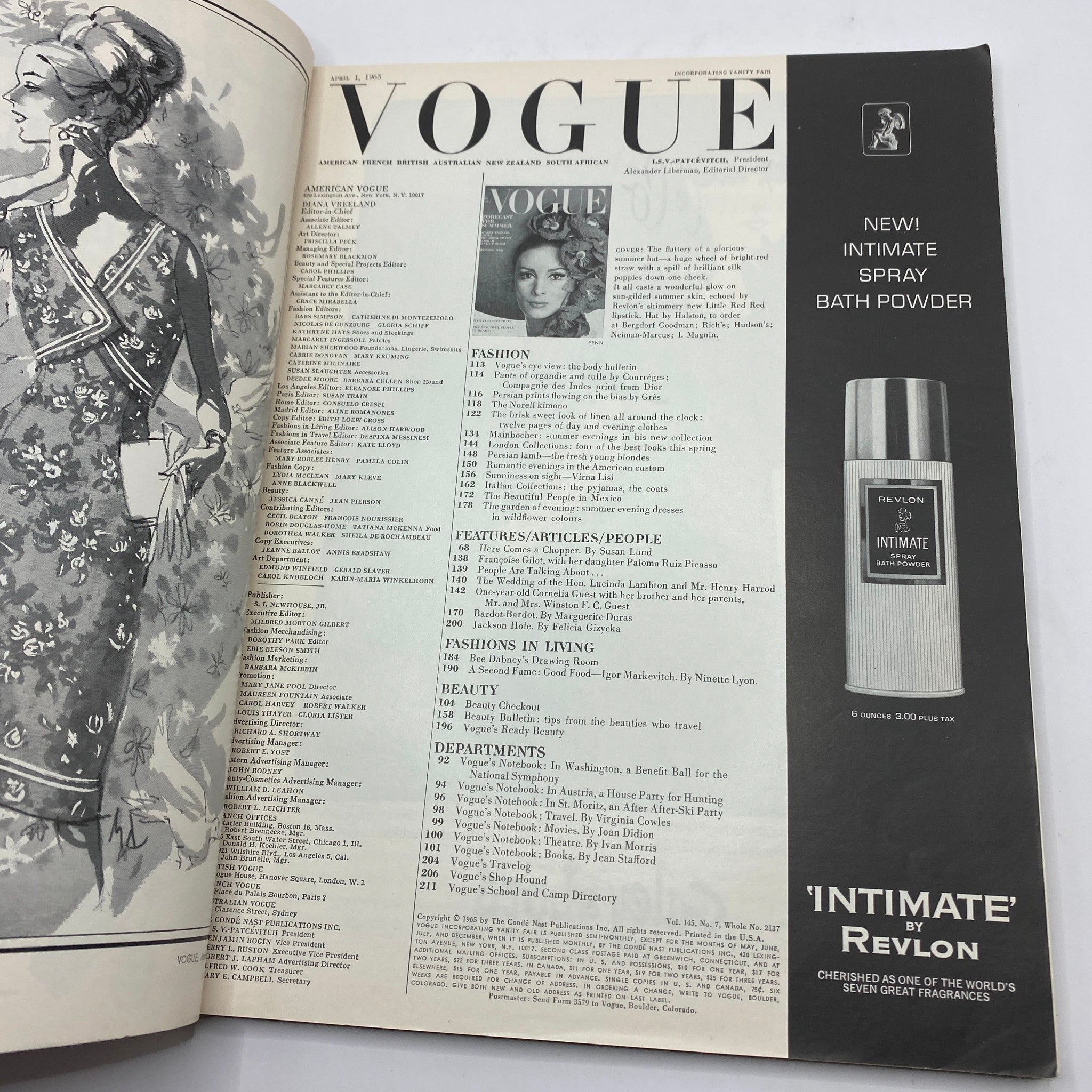 VTG Vogue Magazine April 1 1965 Sue Murray Cover No Label