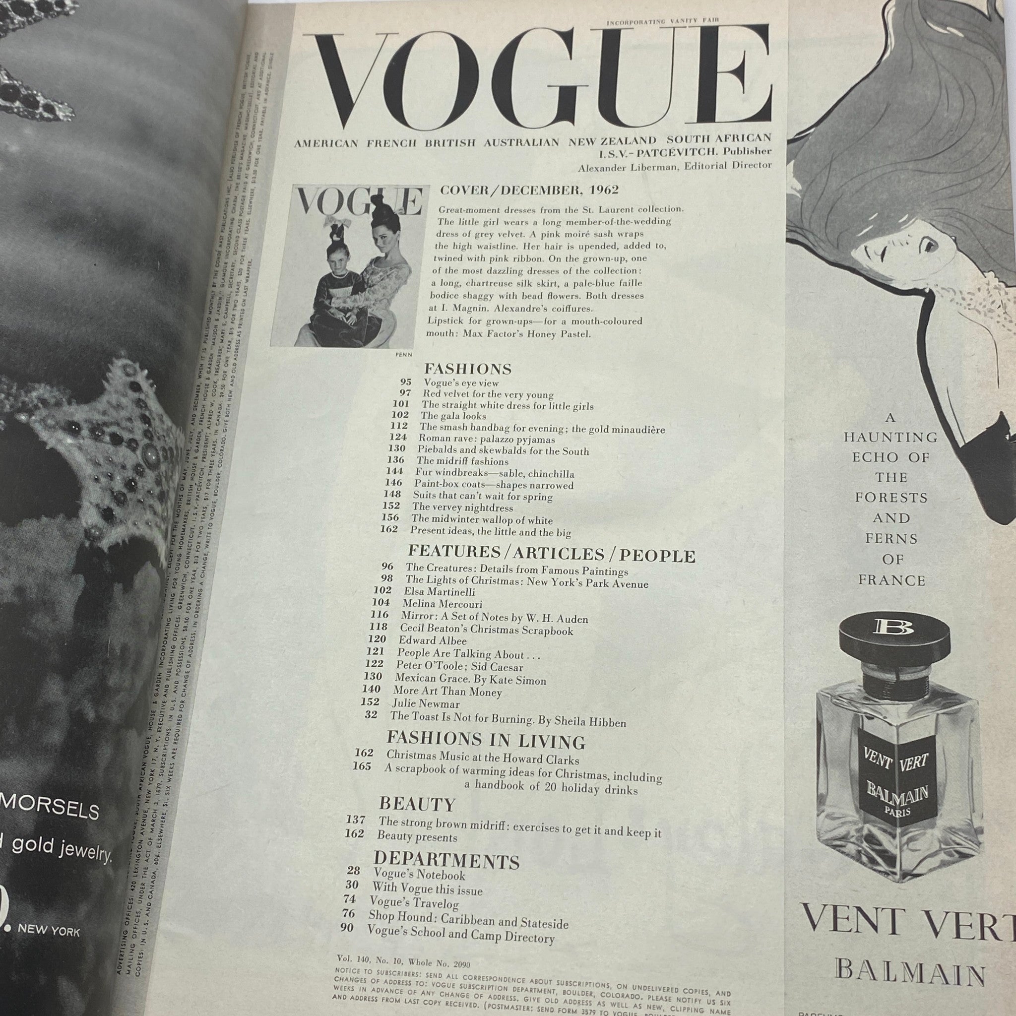 VTG Vogue Magazine December 1962 Christmas Issue: The Small Joys No Label