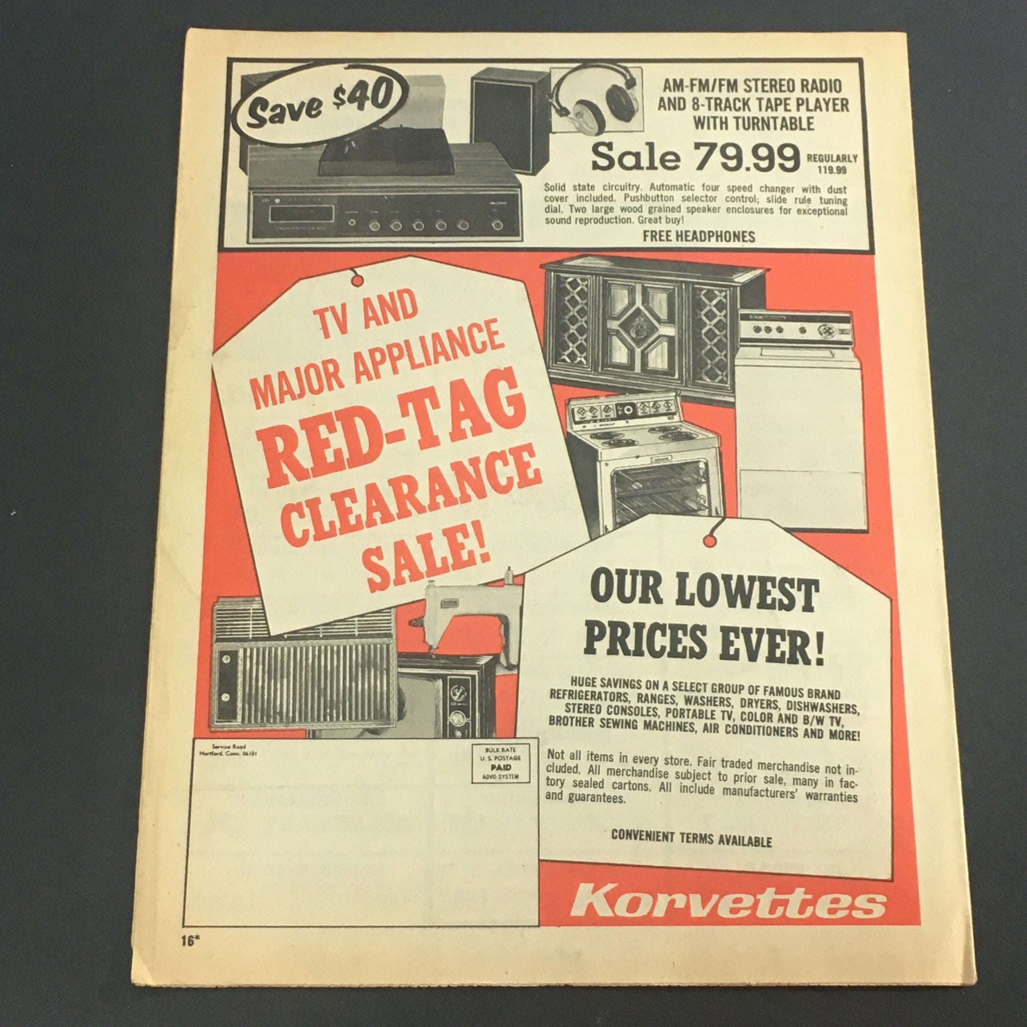 VTG Retro 1972 Korvettes Inventory Ready Monday Sale Circular Advertising Ads