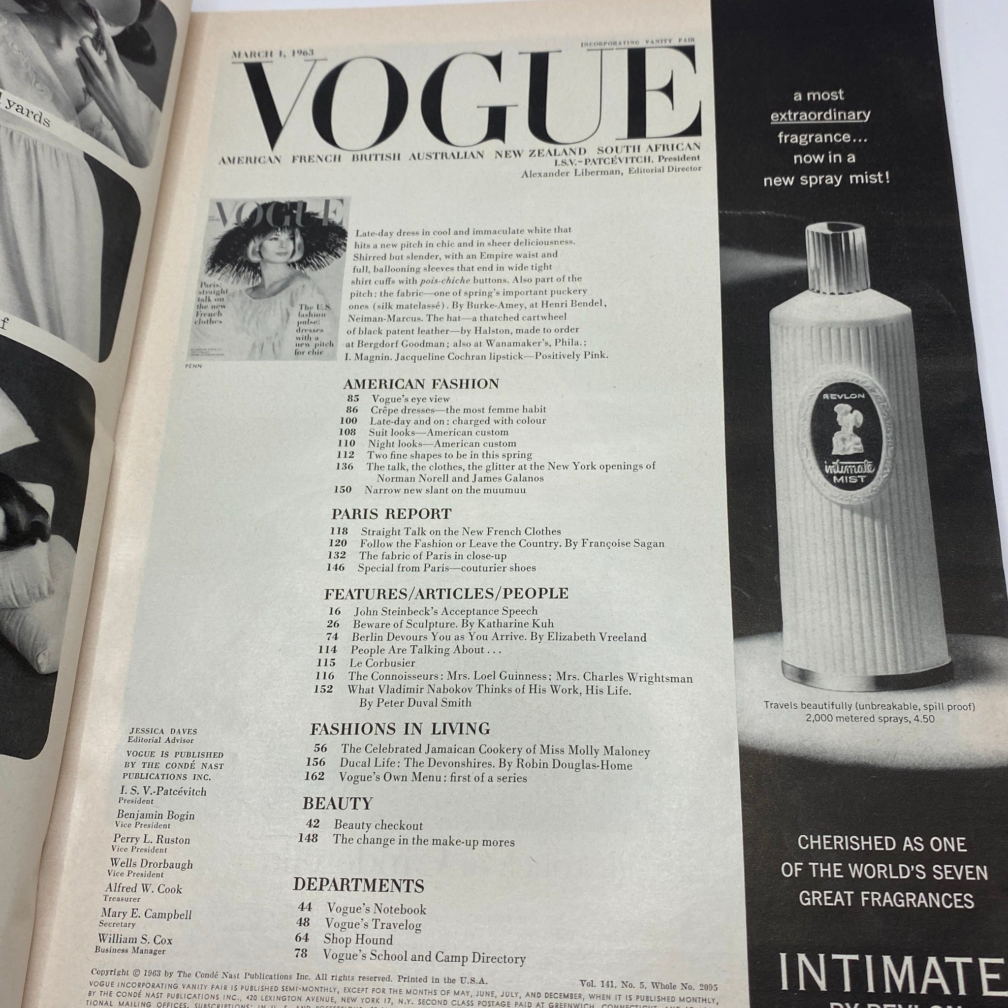 VTG Vogue Magazine March 1 1963 Anne De Zogheb by Irving Penn No Label