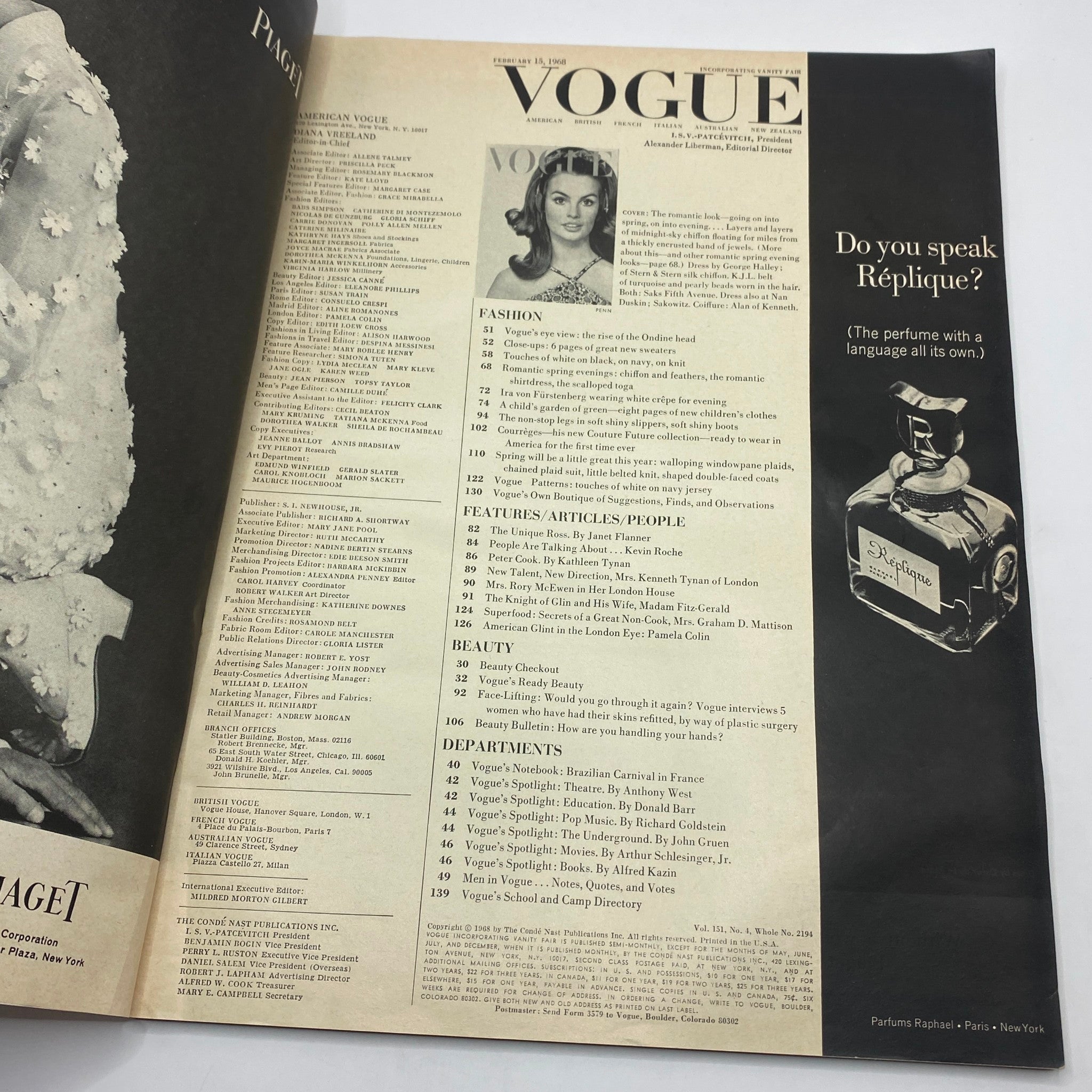 VTG Vogue Magazine February 15 1968 Jean Shrimpton by Irving Penn No Label