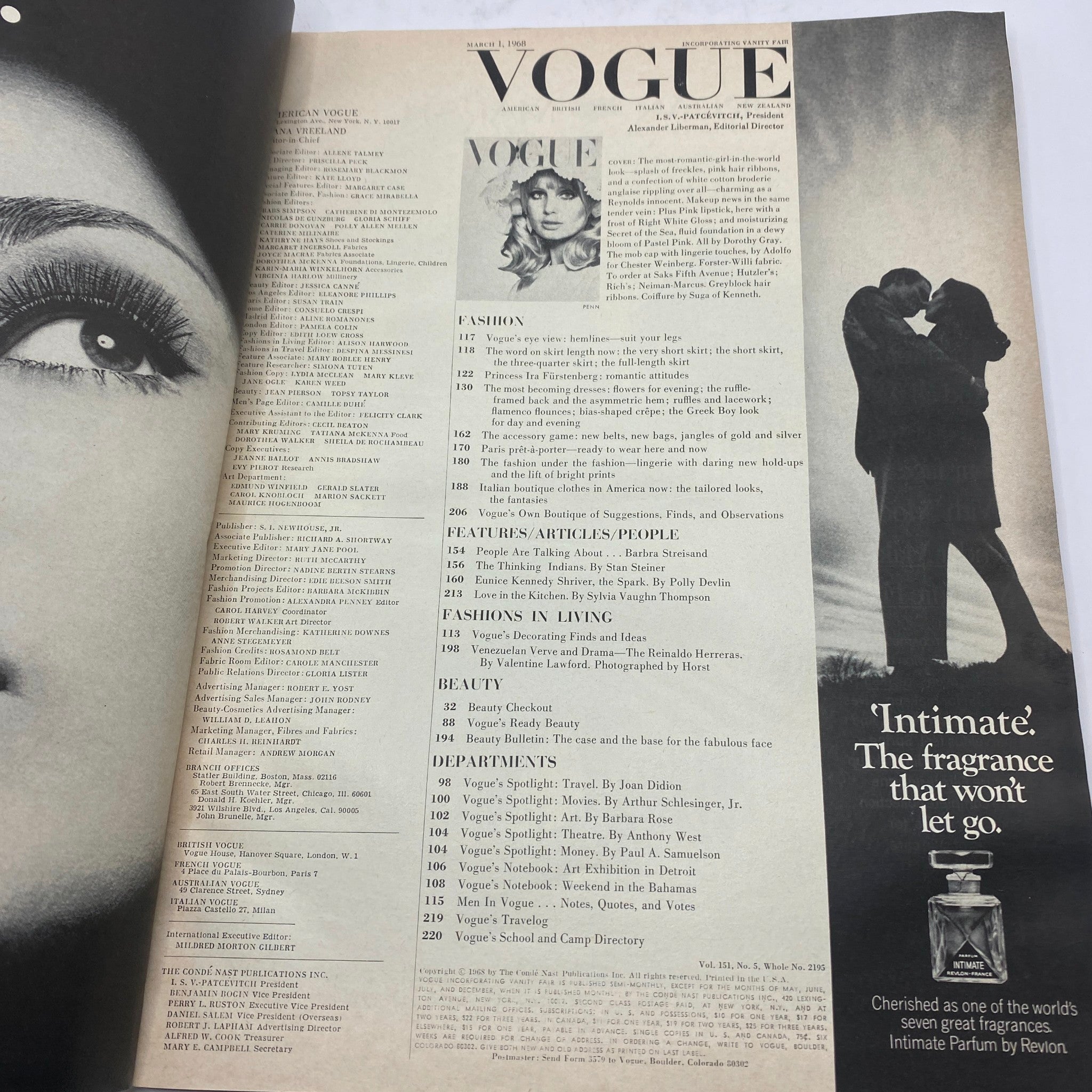 VTG Vogue Magazine March 1 1968 Sue Murray by Irving Penn No Label