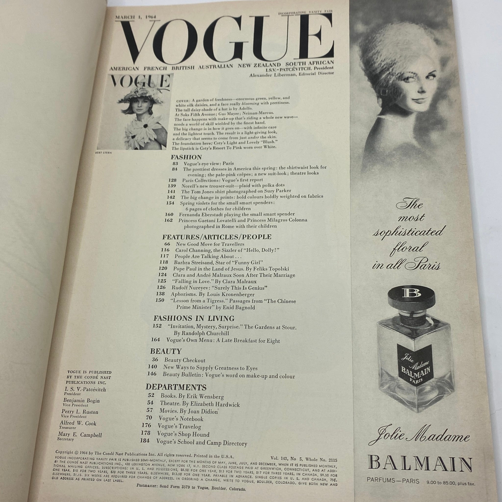 VTG Vogue Magazine March 1 1964 Anne de Zogheb by Bert Stern No Label