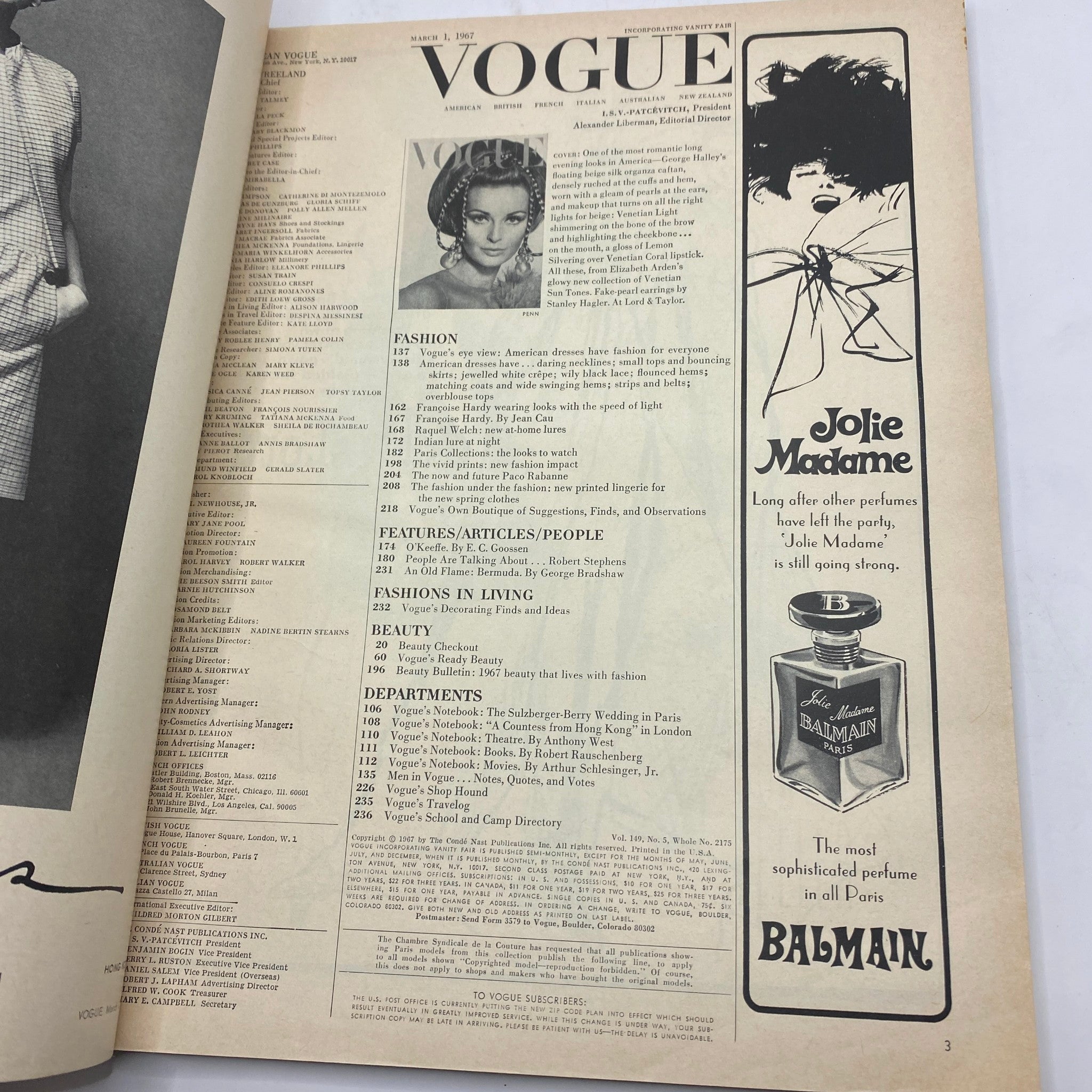 VTG Vogue Magazine March 1 1967 Samantha Jones by Irving Penn No Label