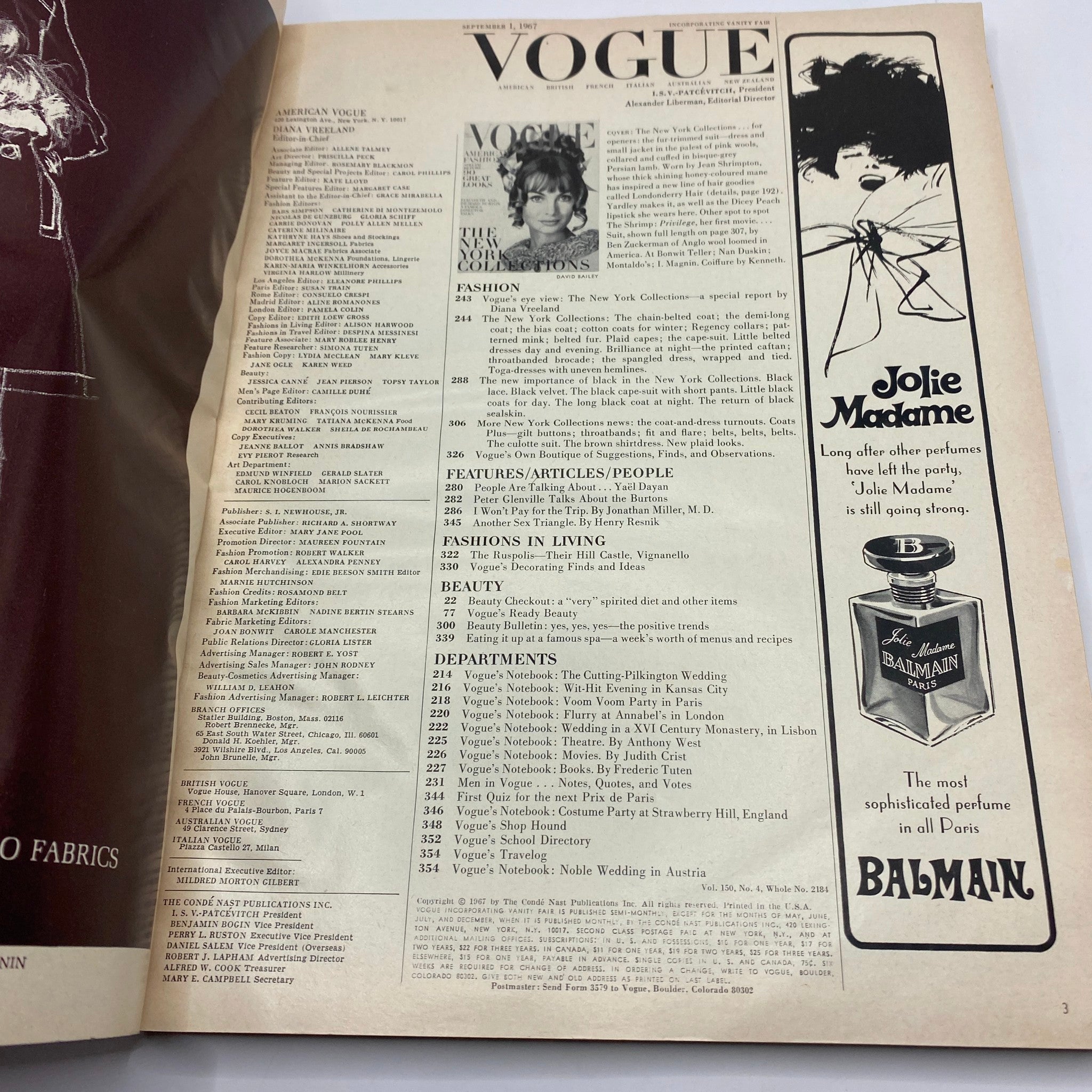 VTG Vogue Magazine September 1 1967 Jean Shrimpton by David Bailey No Label