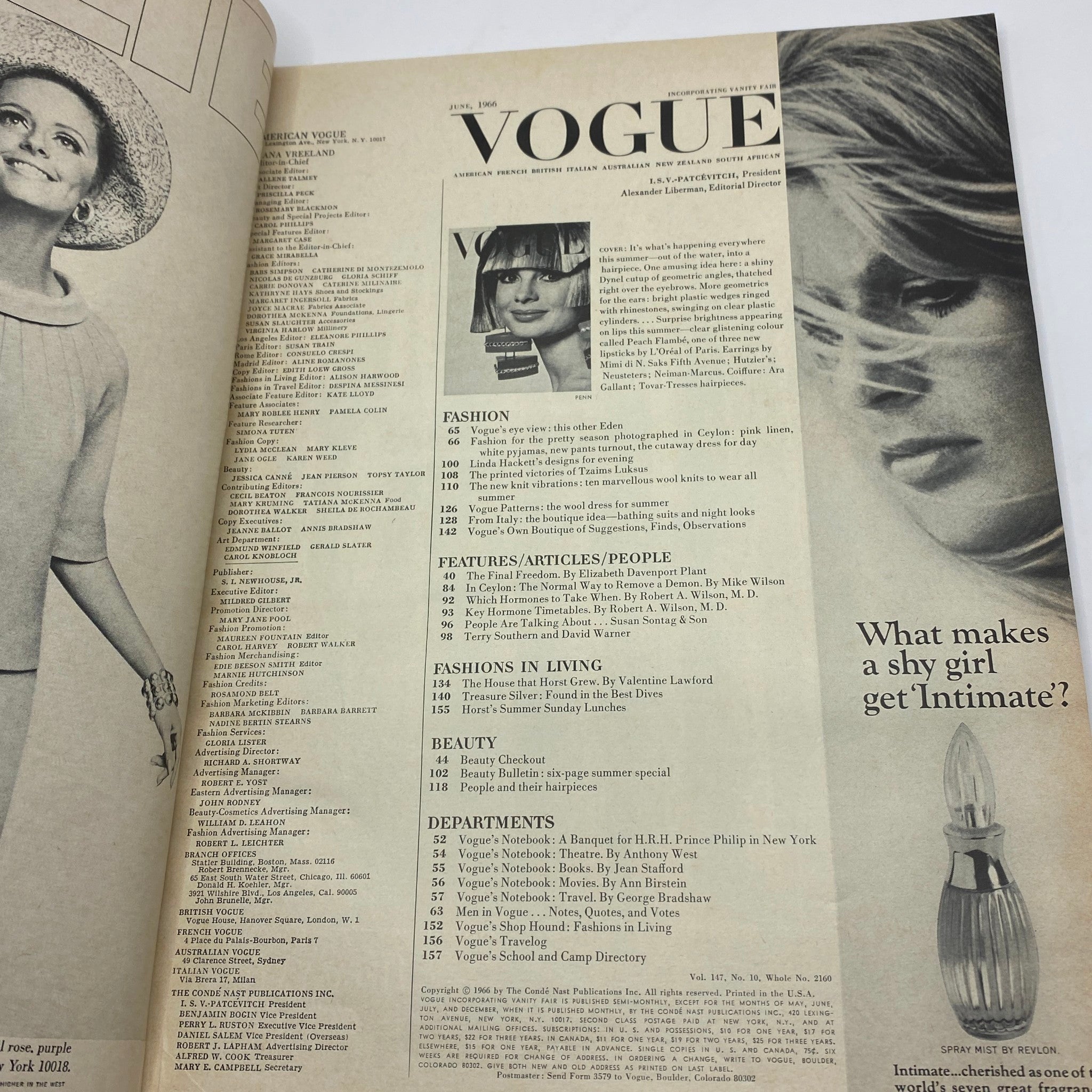 VTG Vogue Magazine June 1966 Jean Shrimpton by Irving Penn No Label