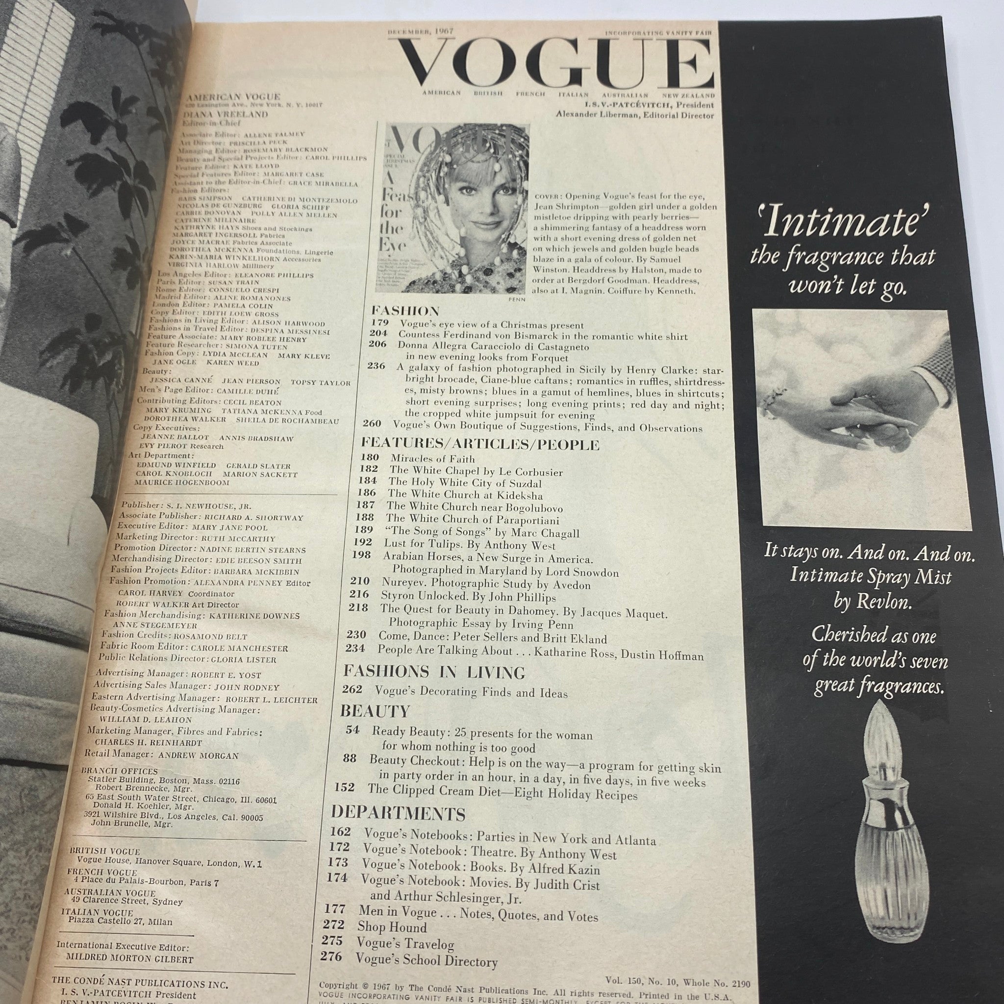 VTG Vogue Magazine December 1967 Jean Shrimpton by Irving Penn No Label