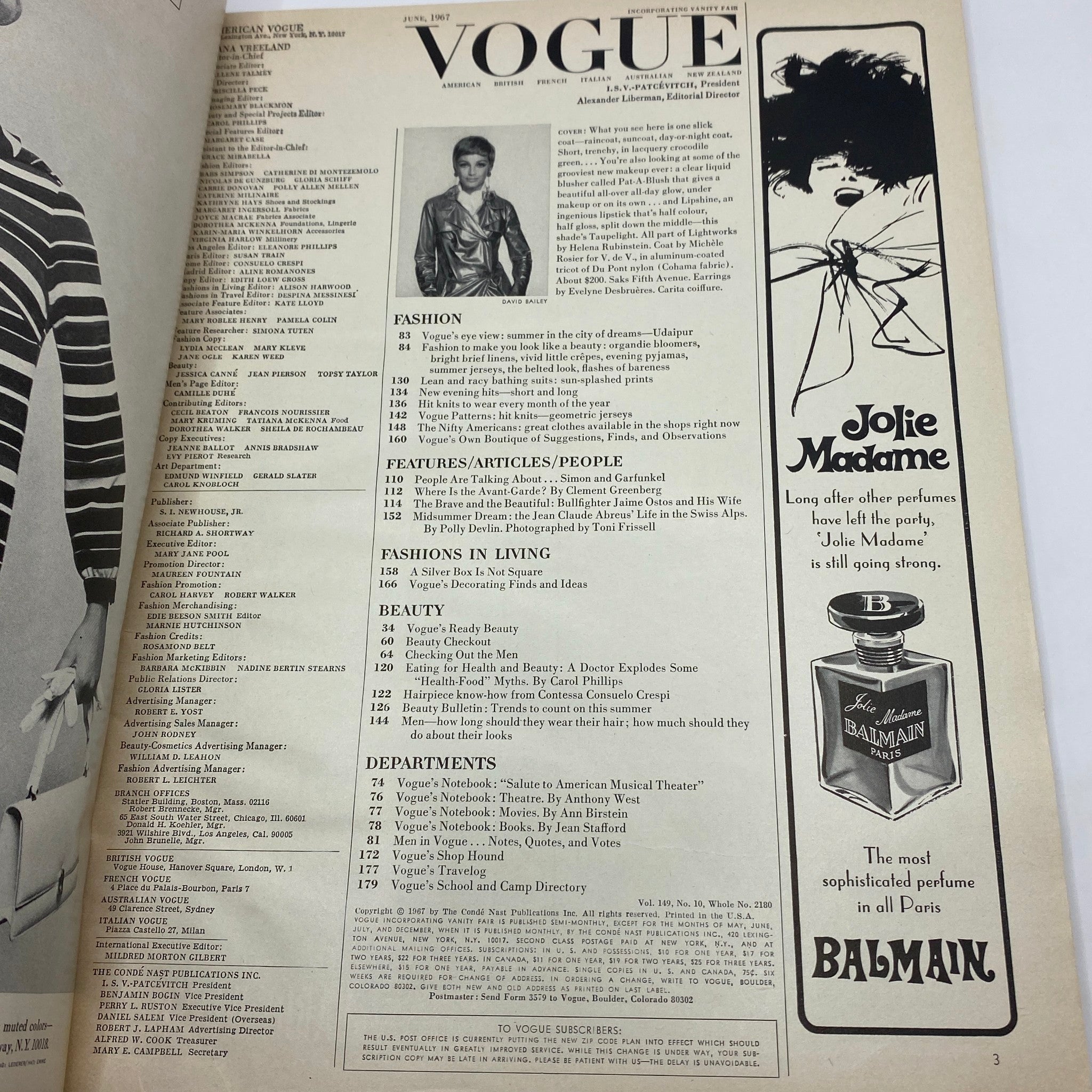 VTG Vogue Magazine June 1967 Andrea Rambaldi by David Bailey No Label