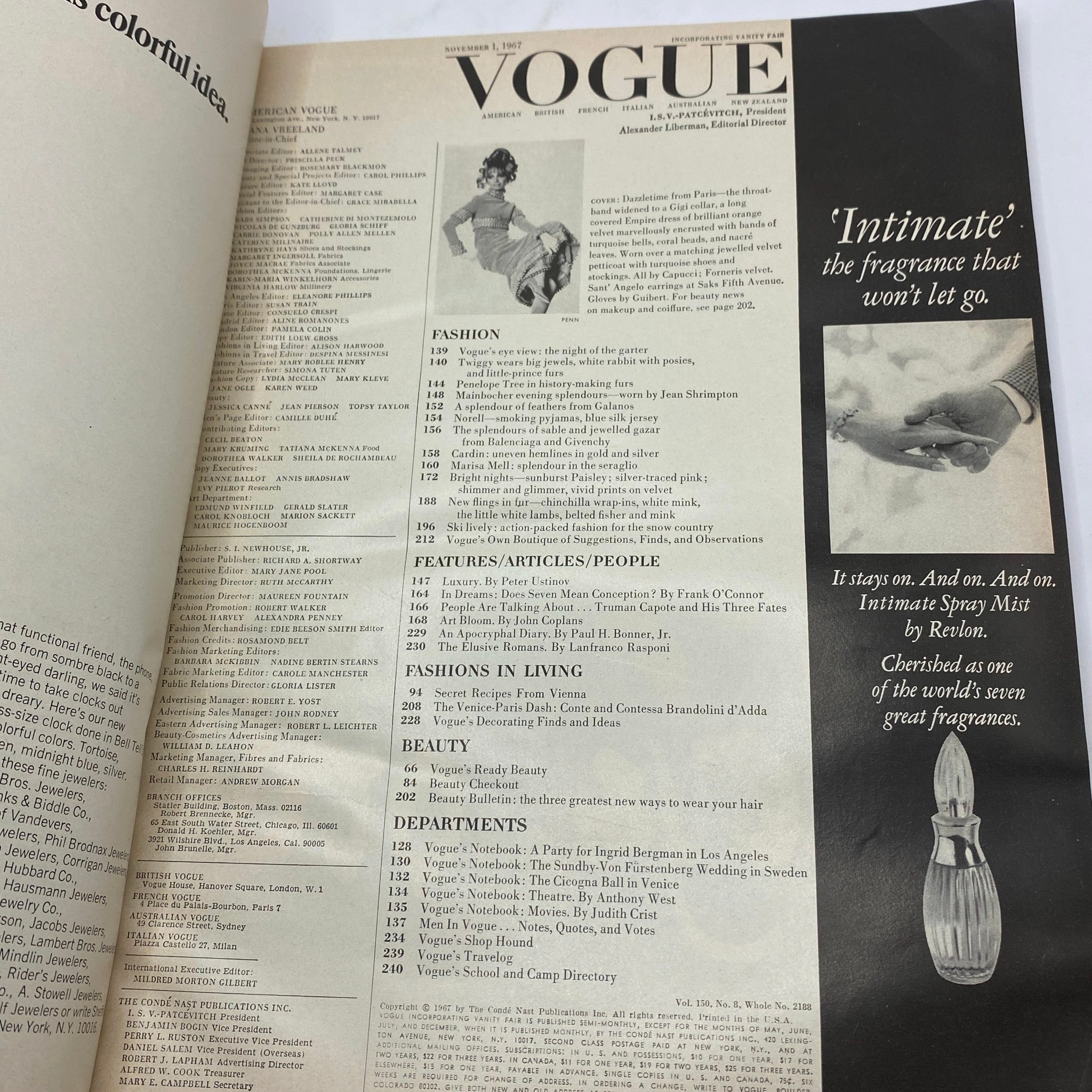 VTG Vogue Magazine November 1 1967 Sue Murray by Irving Penn No Label