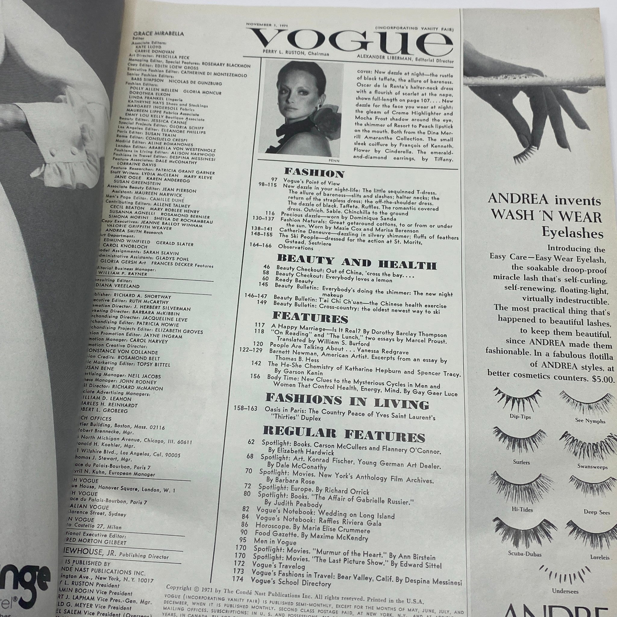 VTG Vogue Magazine November 1 1971 Karen Graham by Irving Penn No Label