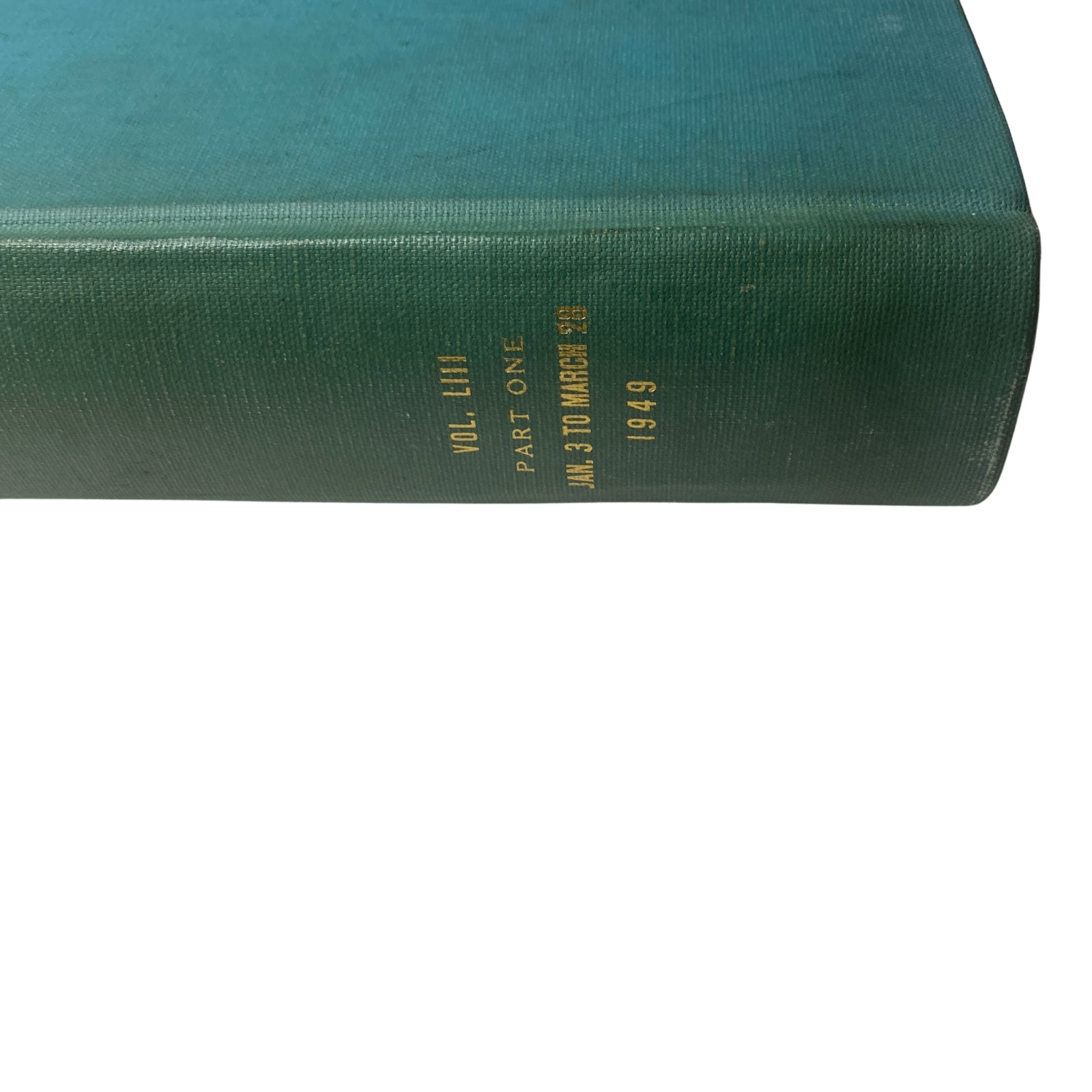 Spine of 'Time Magazine Library Bound Weekly January 3, 1949 - March 28, 1949' showing volume and date details.