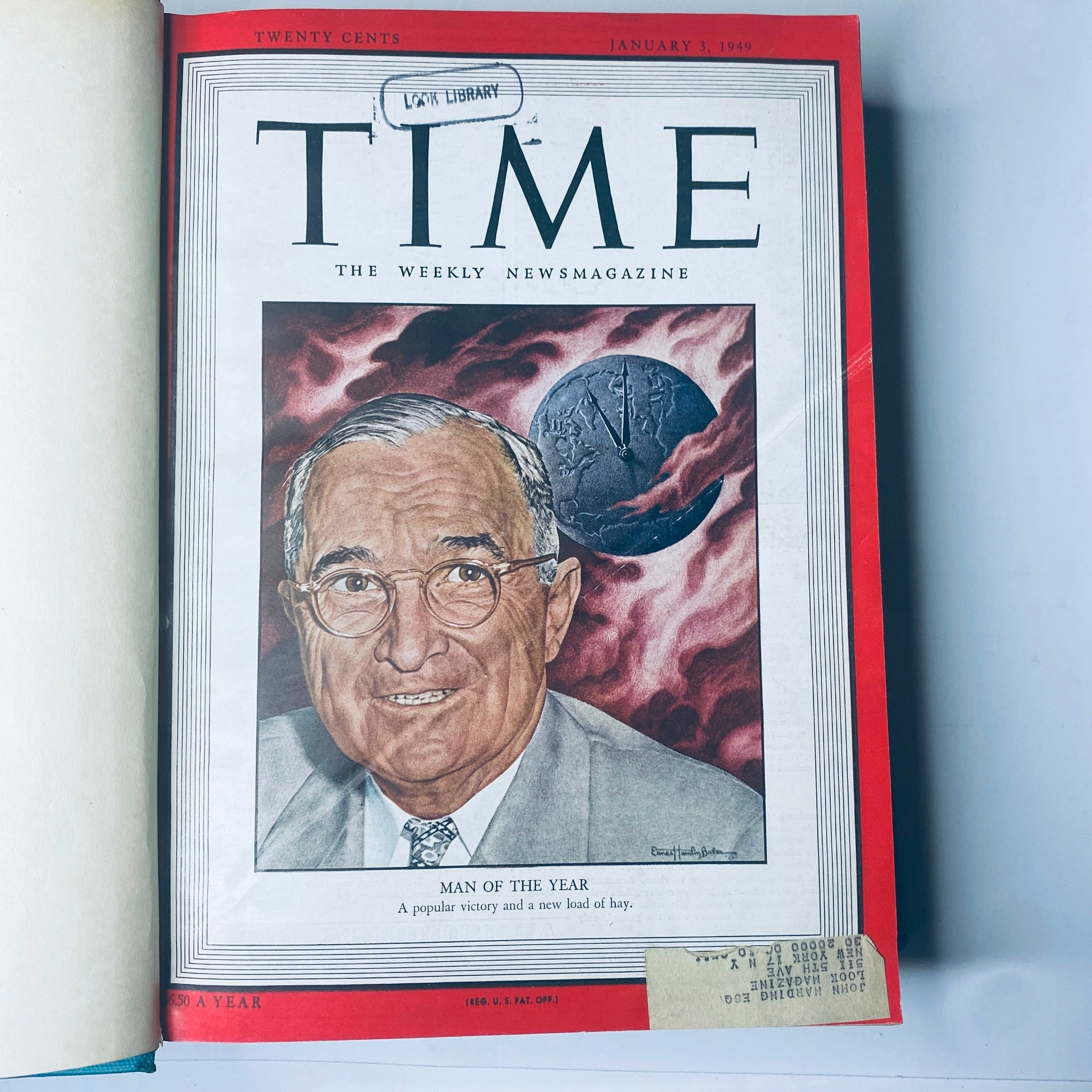 Cover page of 'Time Magazine' dated January 3, 1949, featuring the 'Man of the Year' portrait.