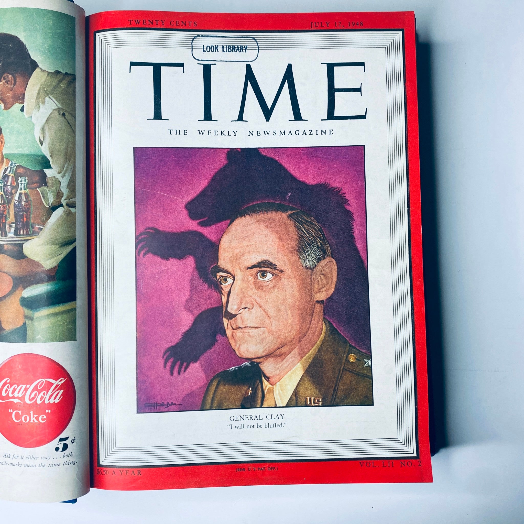 Cover of Time Magazine Library Bound Weekly from July 12, 1948, showcasing General Lucius D. Clay, U.S. Military Governor of Germany, highlighting key figures in postwar history.
