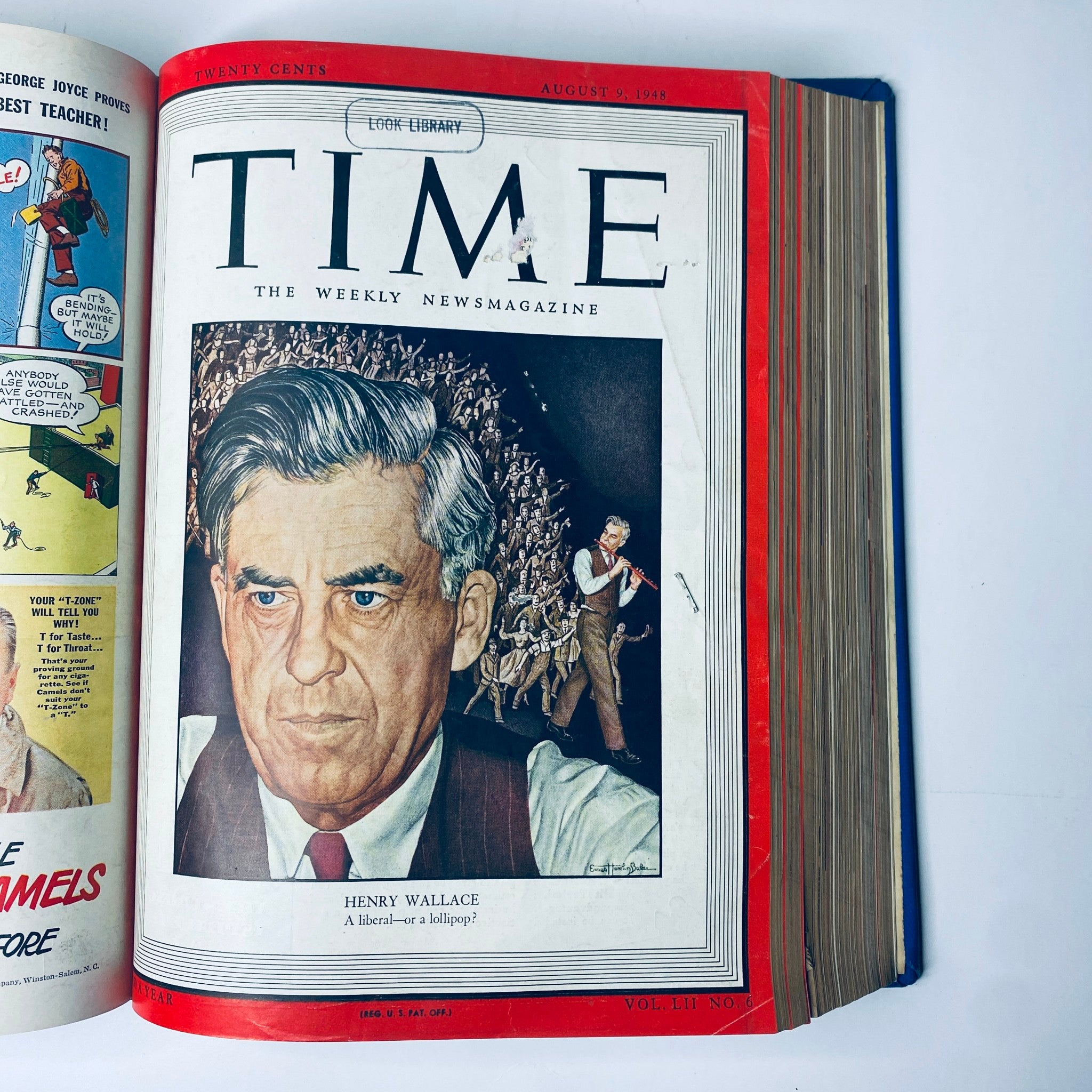 Time Magazine cover featuring Henry Wallace, dated August 9, 1948, from the Time Library Bound Weekly July 5, 1948 - September 27, 1948, presenting a politician amidst a crowd.