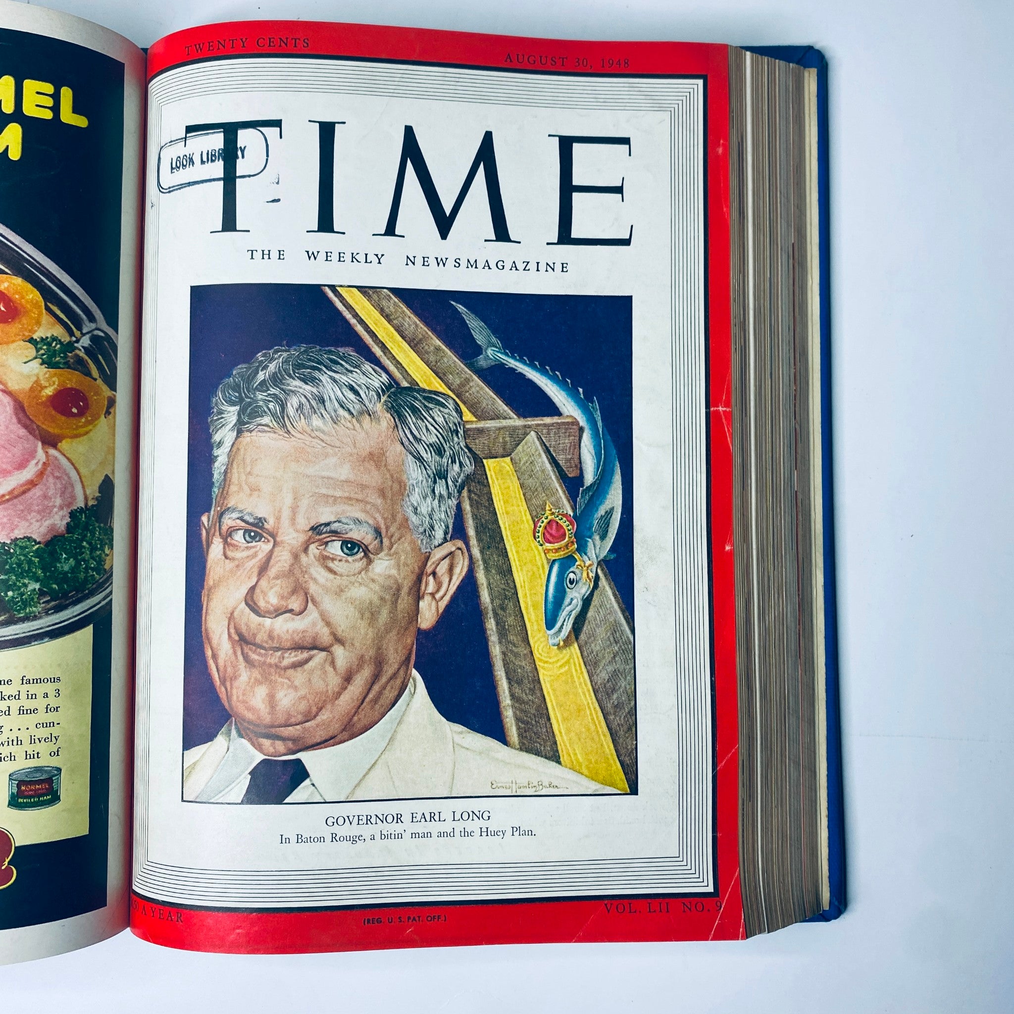 Cover of Time Magazine, August 30, 1948 featuring Governor Earl Long, part of the Time Library Bound Weekly July 5, 1948 - September 27, 1948.